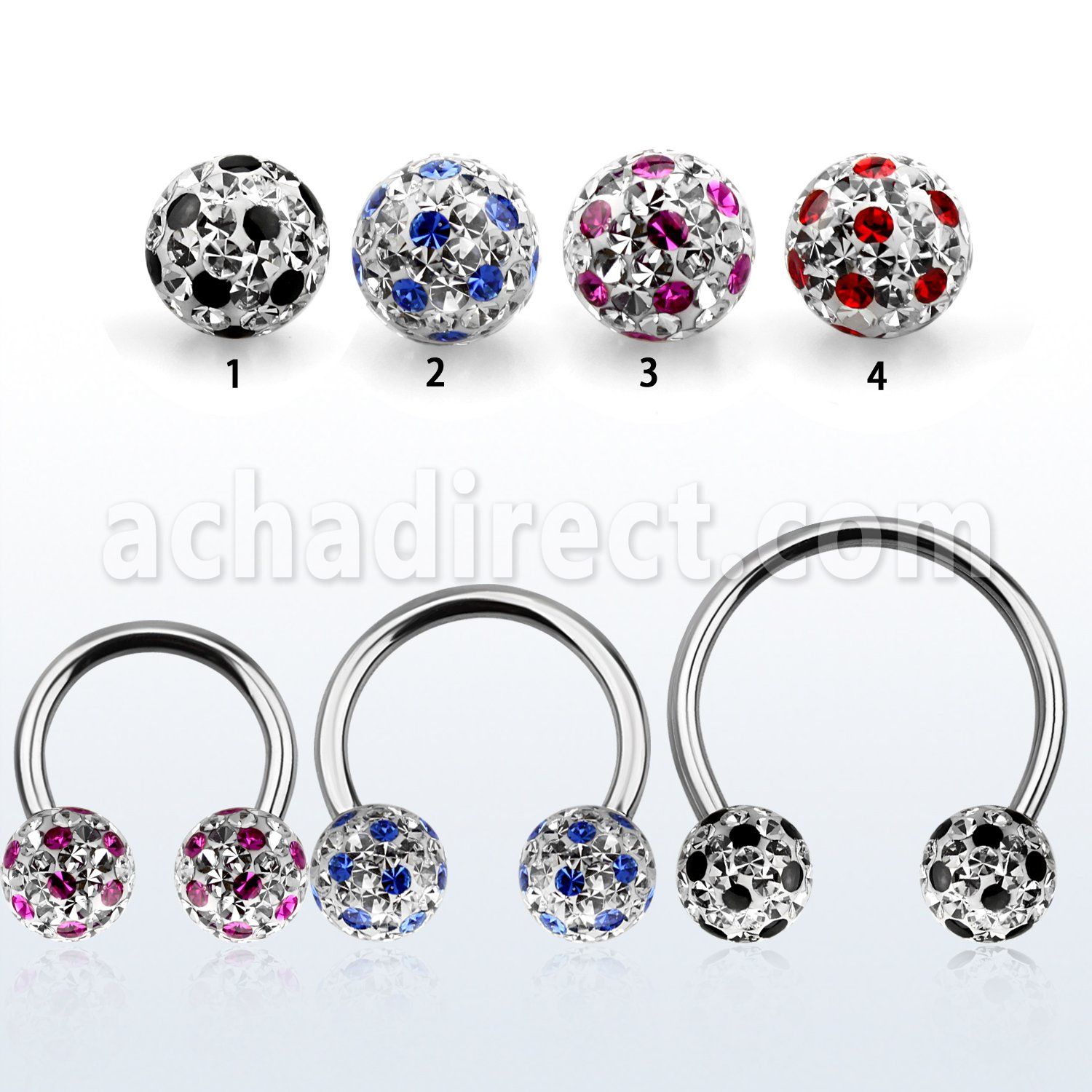 cbmfa8l barbell circular diametro acero 316l bolas 8mm multi cristal ferido puntos usar como arete distribuidor