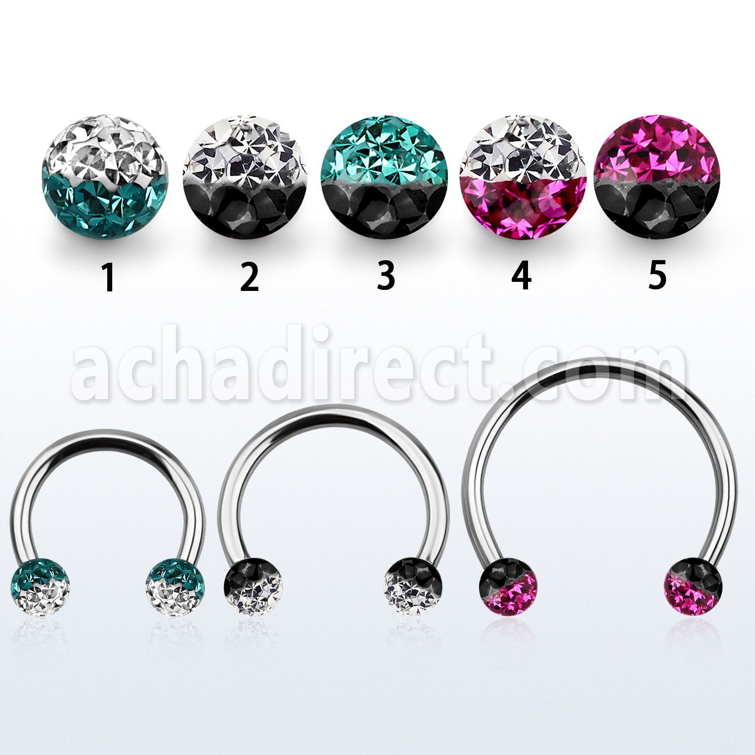 cbmfe5l barbell circular diametro acero 316l bolas 5mm multi cristal ferido colores usar como arete mayorista