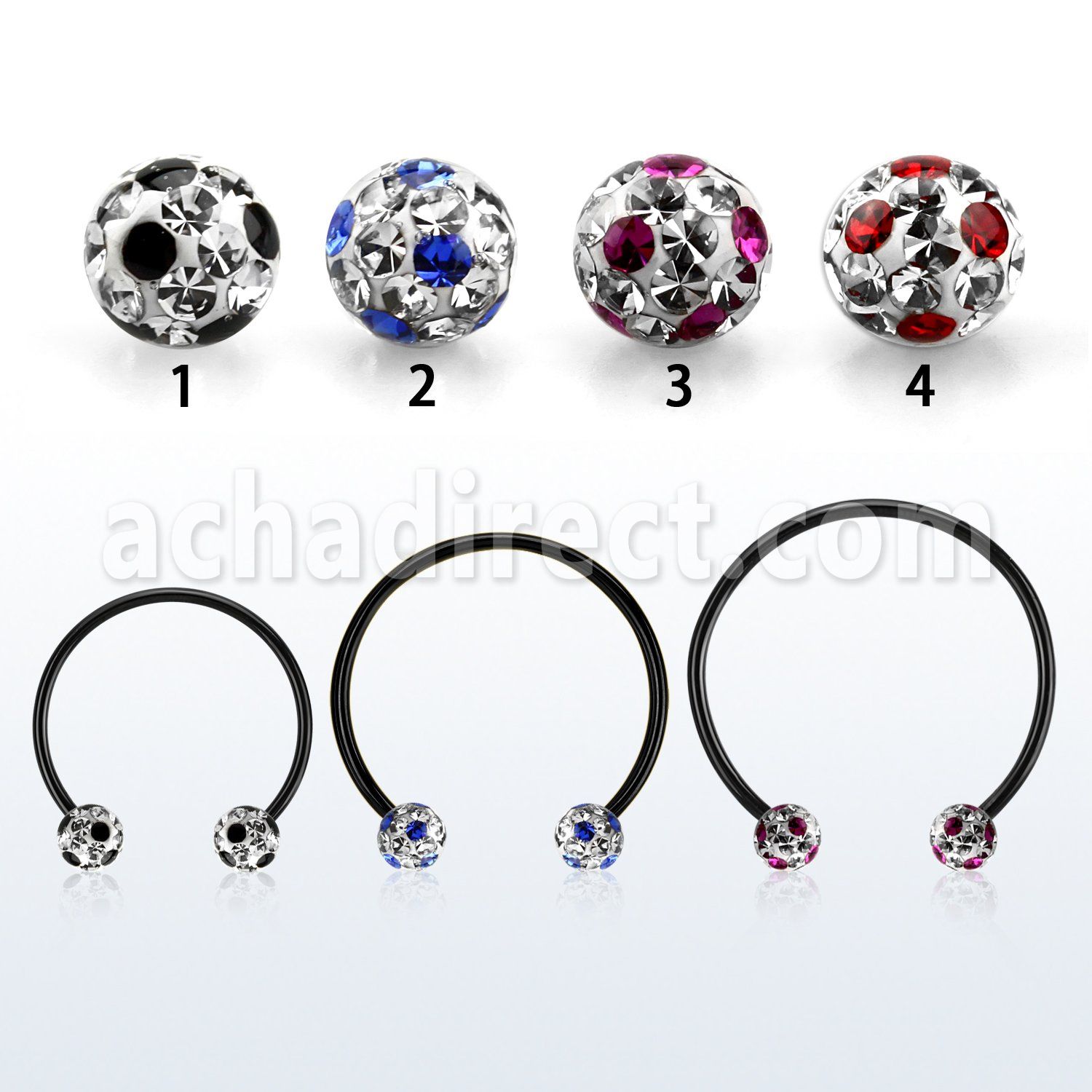 cbmtfa5l barbell circular diametro acero 316l anodizado negro bolas 5mm multi cristal puntos al por mayor