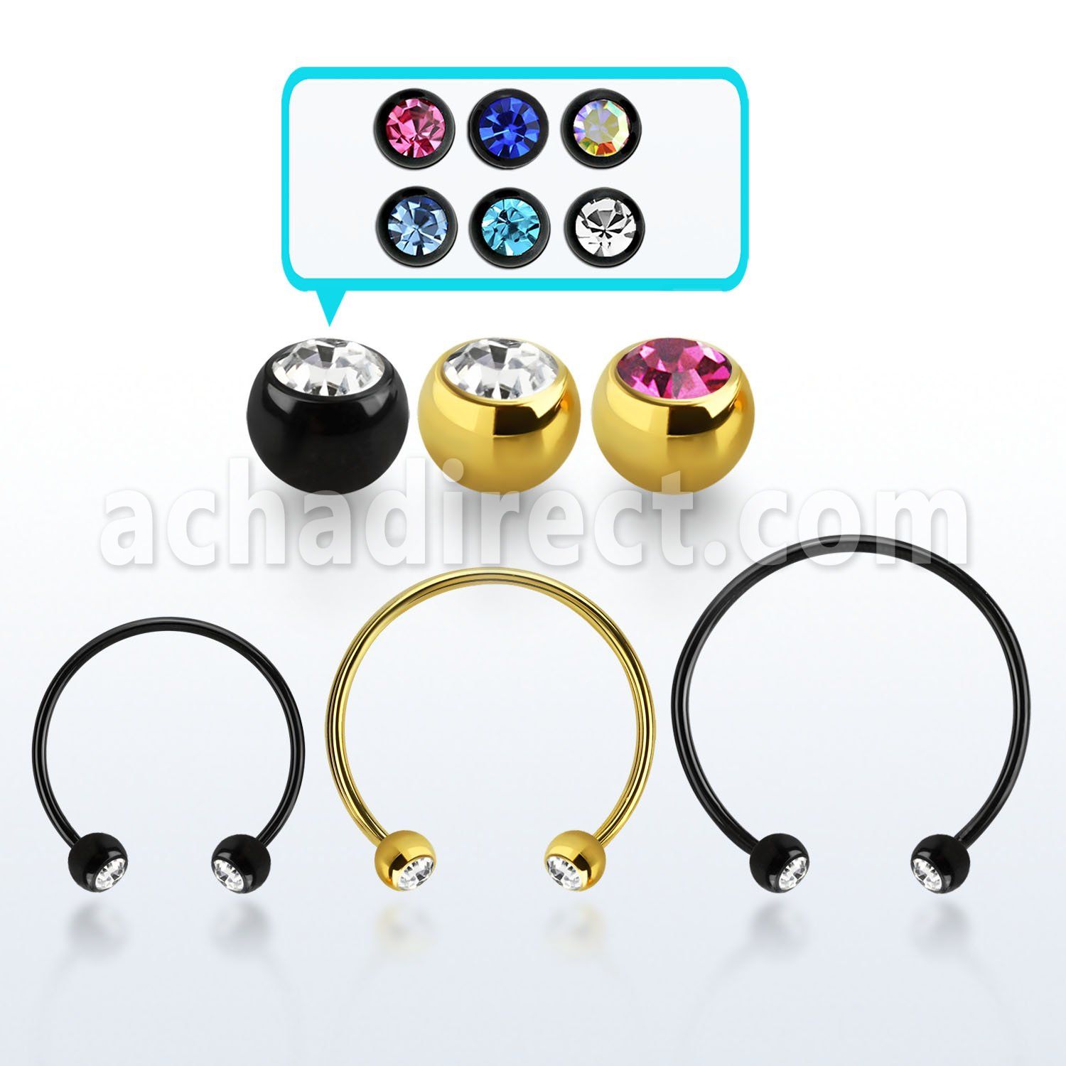 cbmtjb5l barbell circular diametro acero 316l anodizado bolas 5mm joya cristal bisel usar como arete distribuidor mayorista