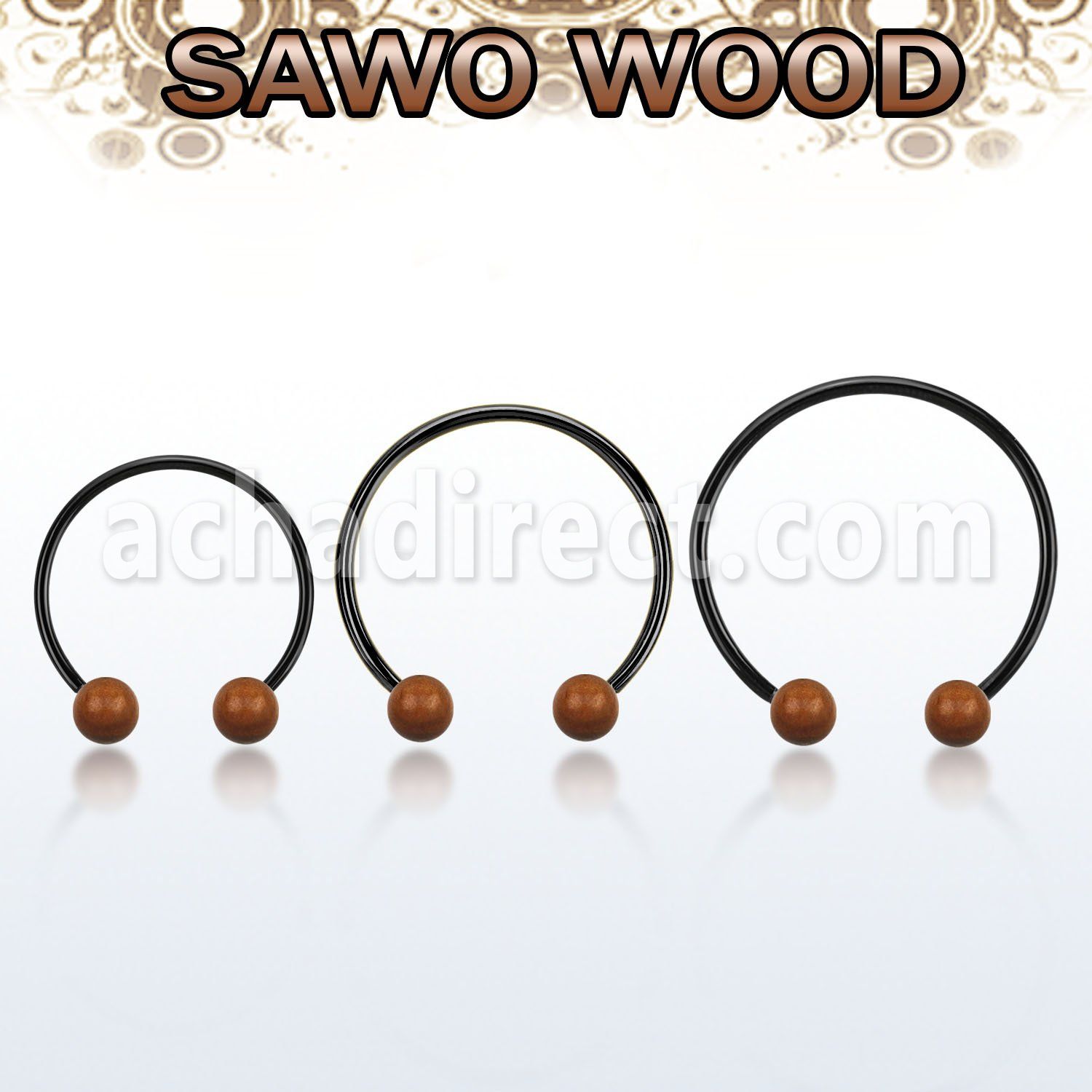 cbmtsw5l barbell circular diametro acero 316l anodizado bolas 5mm madera sawo usar como arete al por mayor