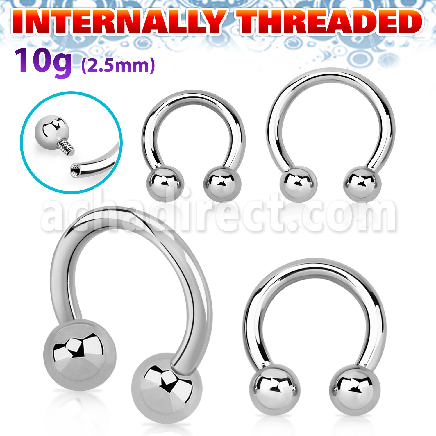 cbr10 barbell circular acero quirurgico 2 5mm bolas 6mm rosca interna mayorista