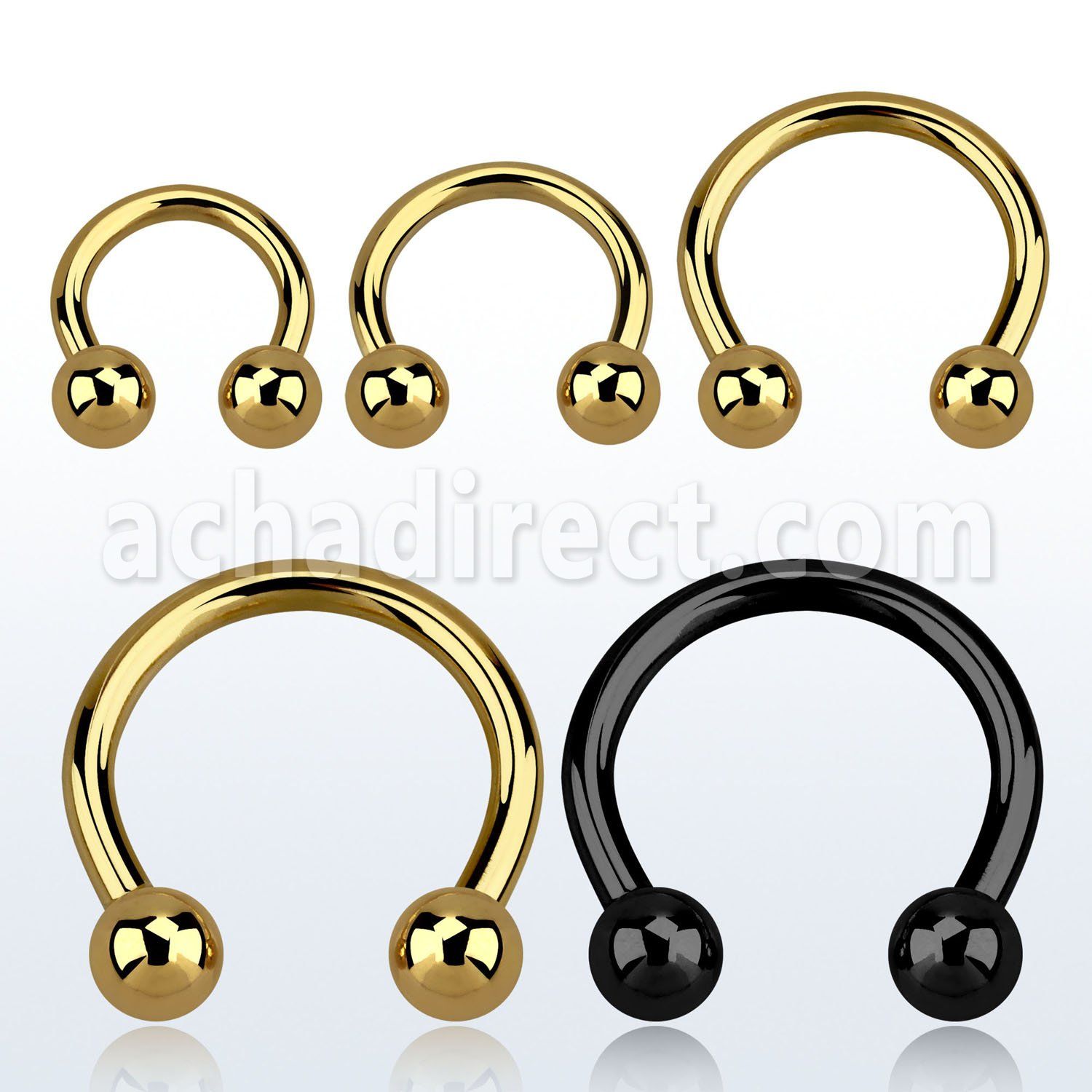cbrt12 barbell circular acero quirurgico pvd negro 2mm bolas 6mm rosca externa al por mayor