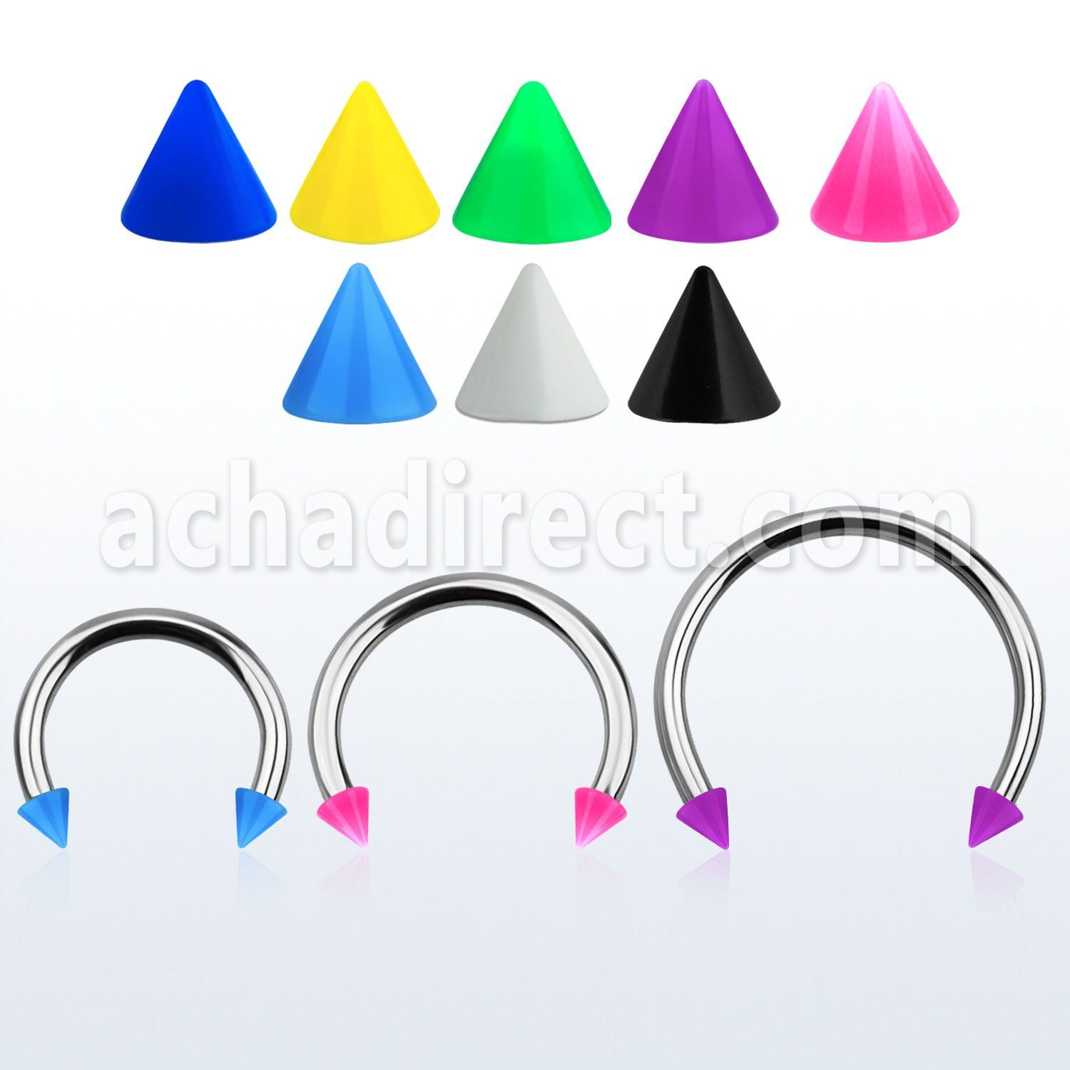 cbsacn4l barbell circular diametro acero 316l conos 4mm acrilico color solido usar como arete al por mayor
