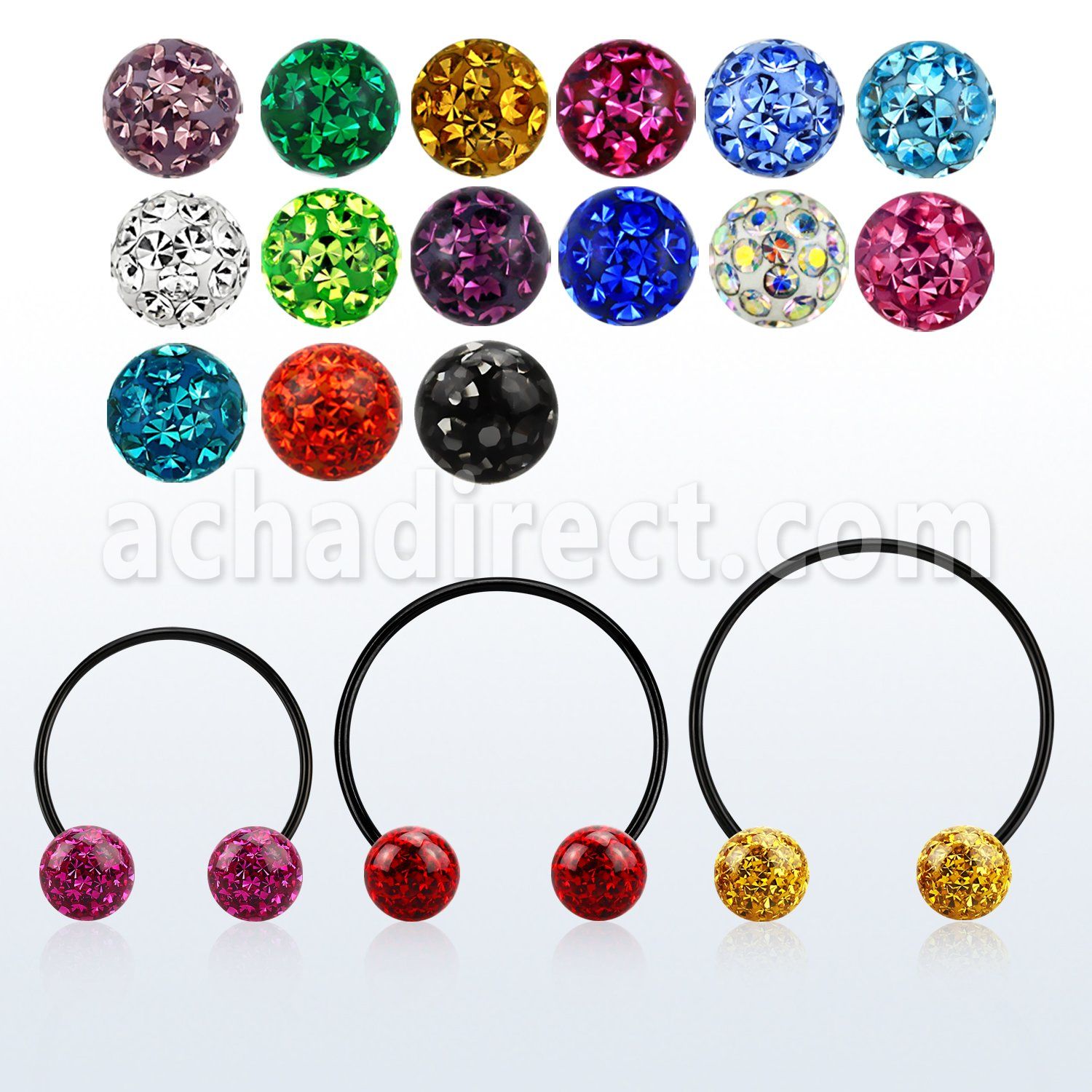 cbstf6l barbell circular diametro acero 316l anodizado bolas multi cristal 6mm usar como arete al por mayor