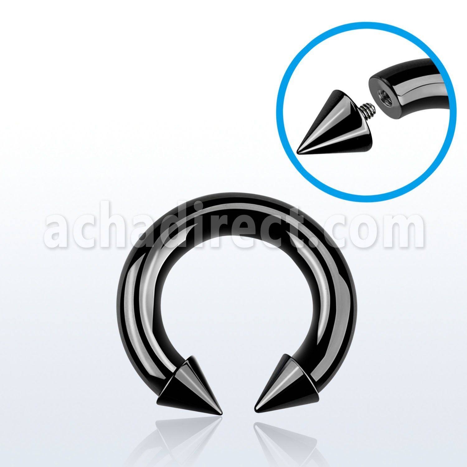 cbtcn2 barbell circular acero quirurgico pvd negro 6mm conos 8mm rosca interna al por mayor