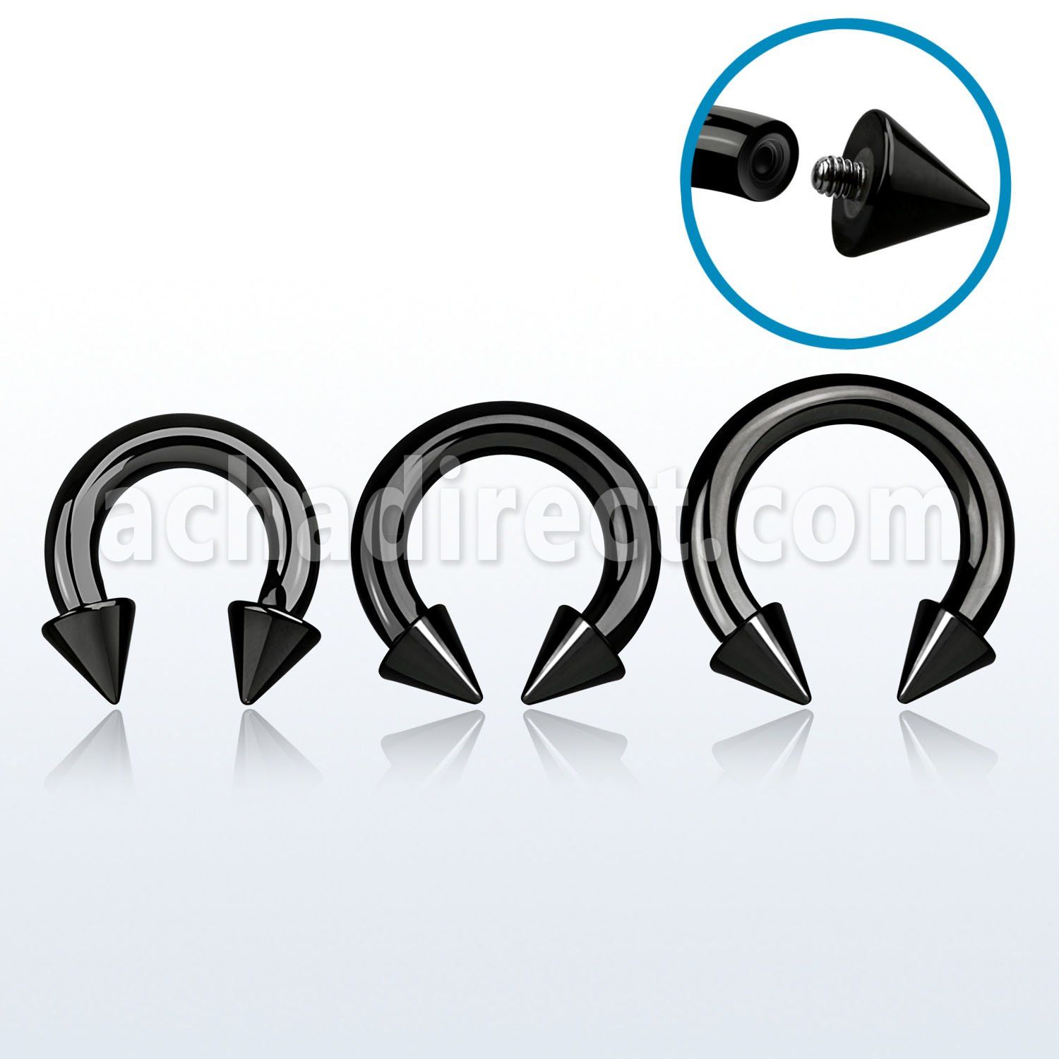 cbtcn6 barbell circular acero quirurgico pvd negro 4mm conos 7mm rosca interna al por mayor