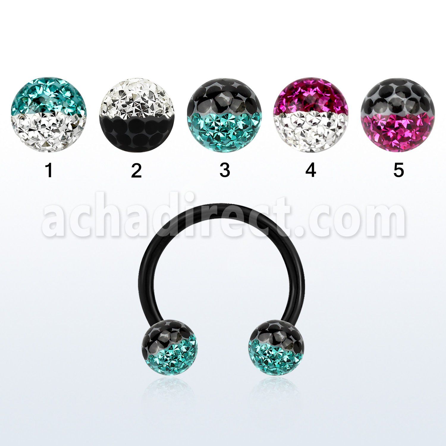 cbtfr6e barbell circular acero quirurgico anodizado bolas 6mm multi cristal colores mayorista