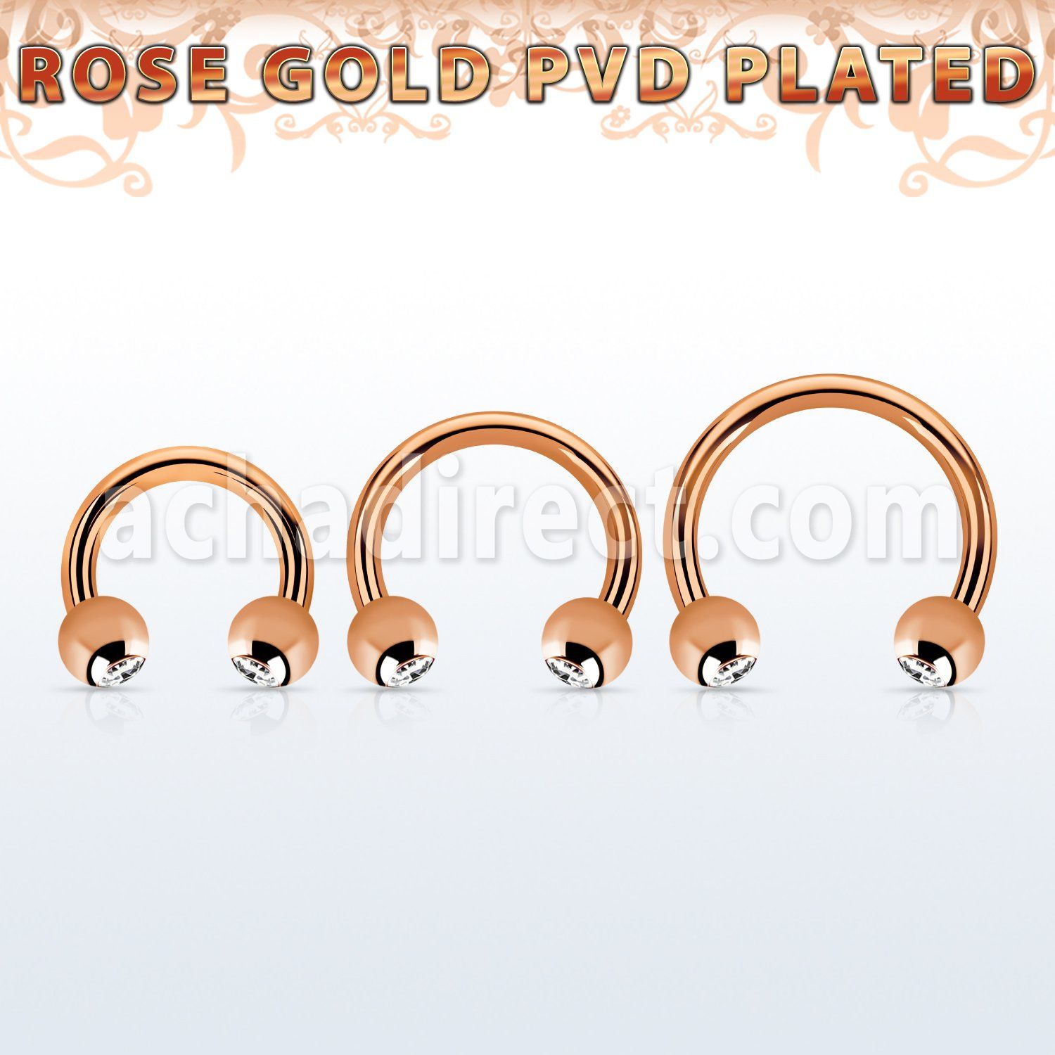 cbttc4 barbell circular acero 316l pvd oro rosa bolas 4mm joya bisel bola 6mm lisa al por mayor