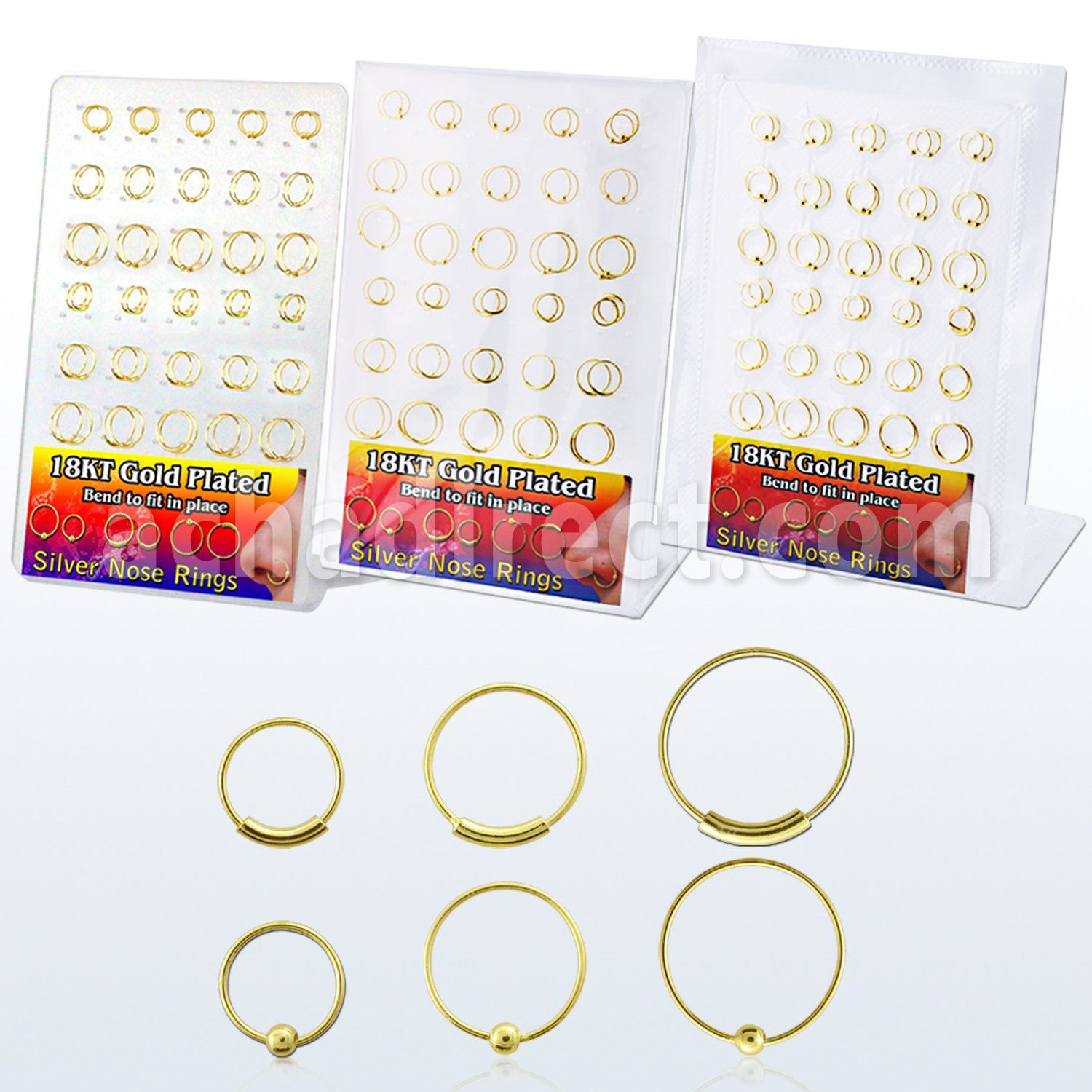 d18gnh display 60 aros nariz plata esterlina bola oro 18 kts 0 6mm venta