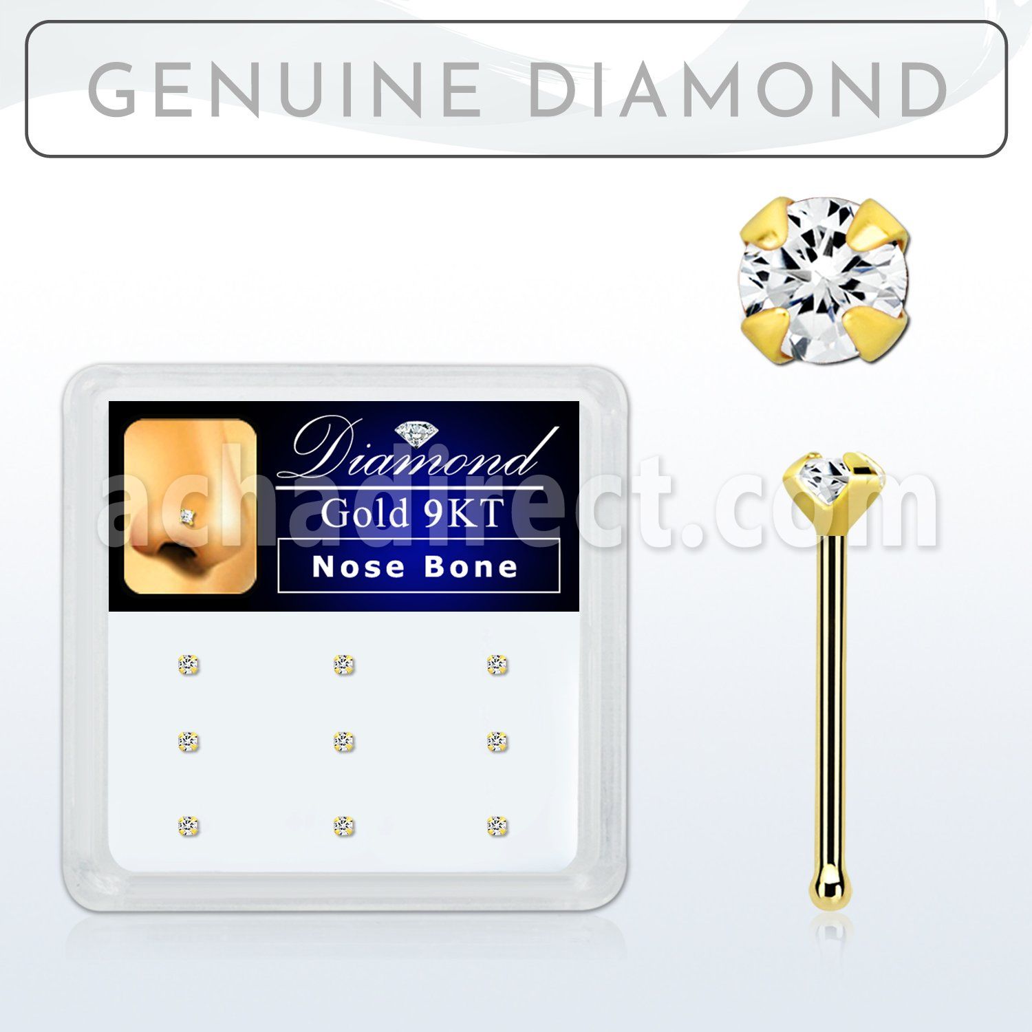 d9gnb15 caja 9 oro 9 kts piercing nariz hueso 0 6mm diamante genuino redondo 1 5mm venta