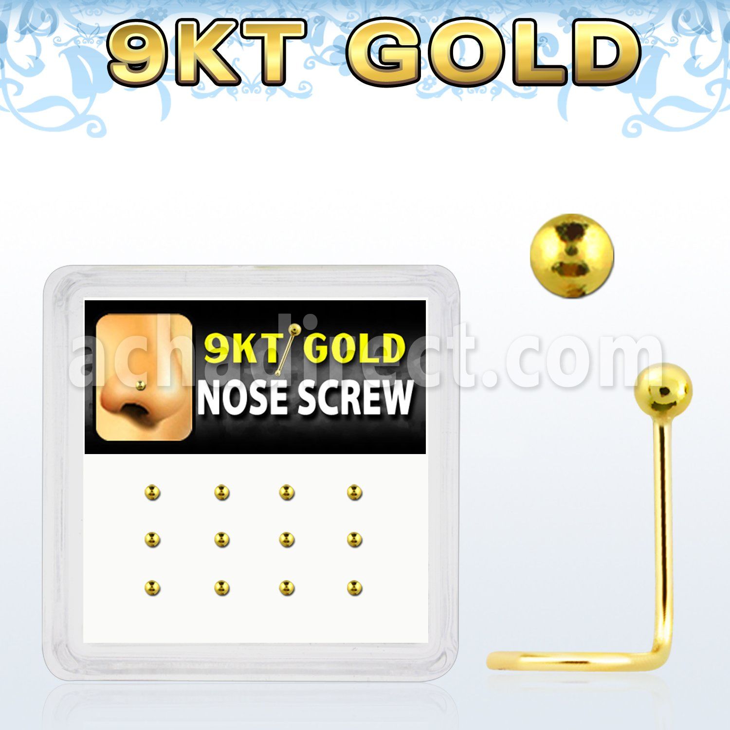 d9gsc5 caja 12 piercing nariz l oro 9 kts 0 6mm bola 1 5mm venta