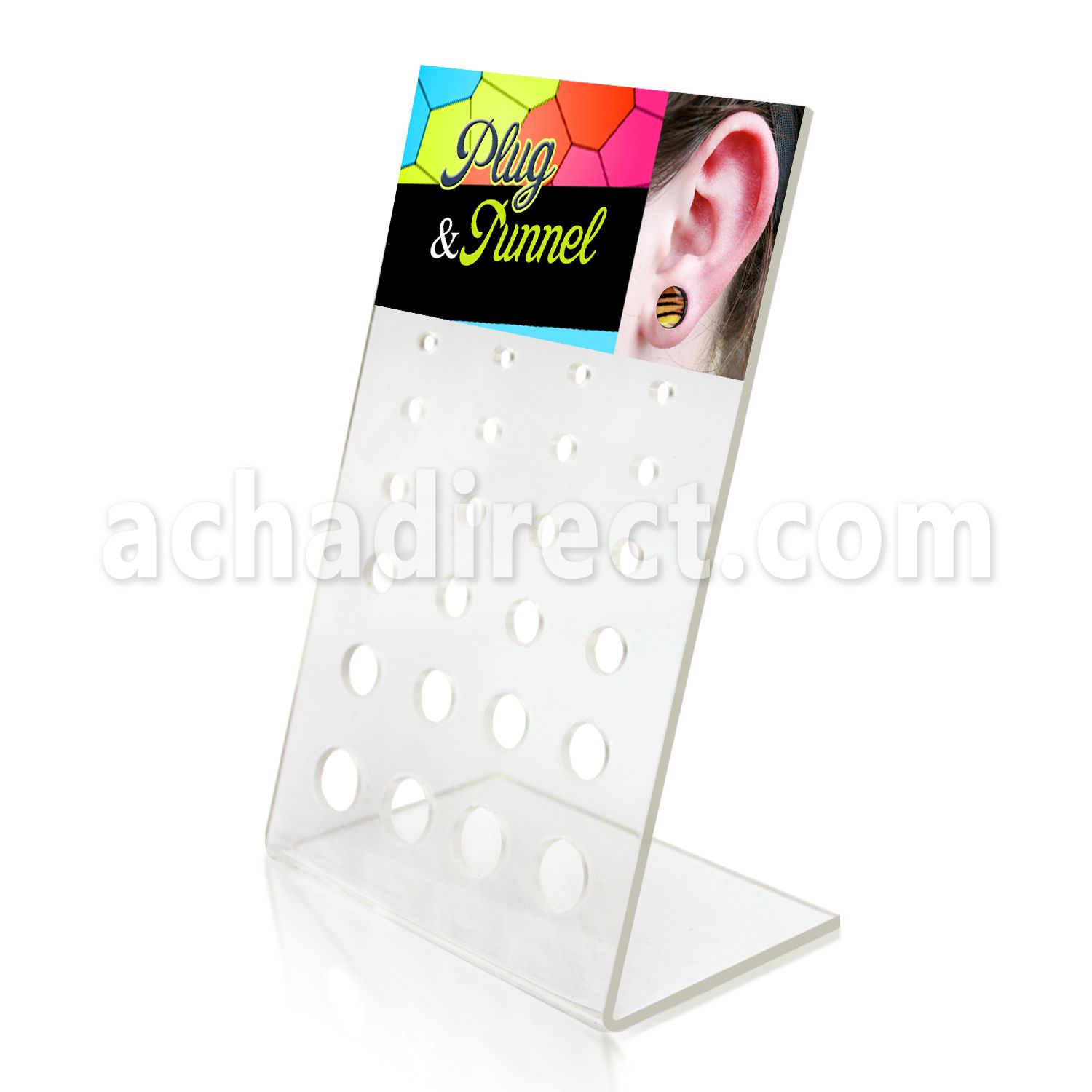 dac29 display acrilico piercings display vacio 24 agujeros plugs tornillo dilataciones tunel 3mm 12mm distribuidor