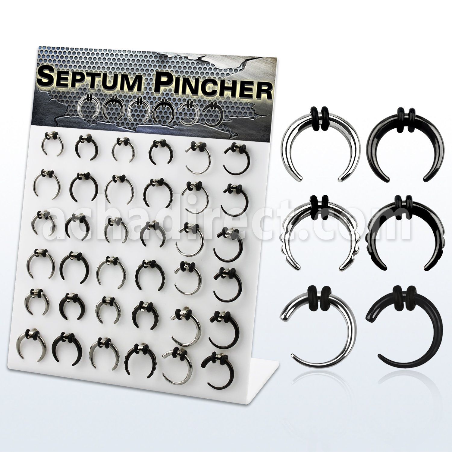 dapg79 display 36 acero quirurgico pvd expansores curvos acero anillos goma dobles 2 5mm distribuidor mayorista