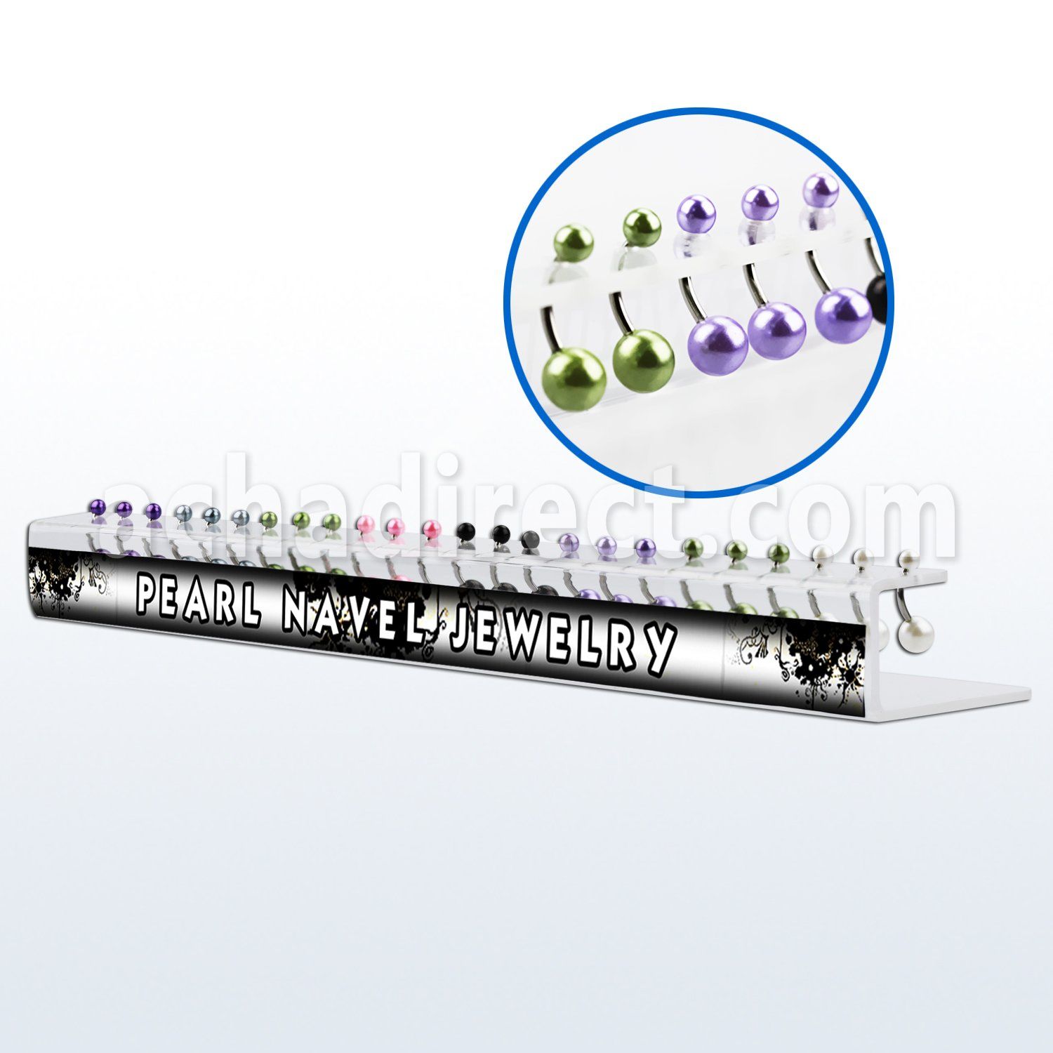 dapr display 24 piercings ombligo acero quirurgico bolas perlas falsas 5mm 8mm 8mm 12mm al por mayor