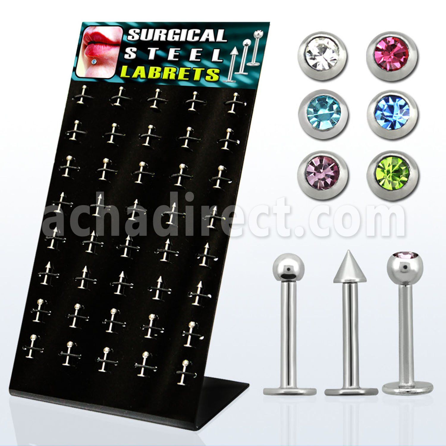 dbjmx2 display 40 labrets acero quirurgico bolas conos bolas joya 2 2.5 3mm 8mm distribuidor