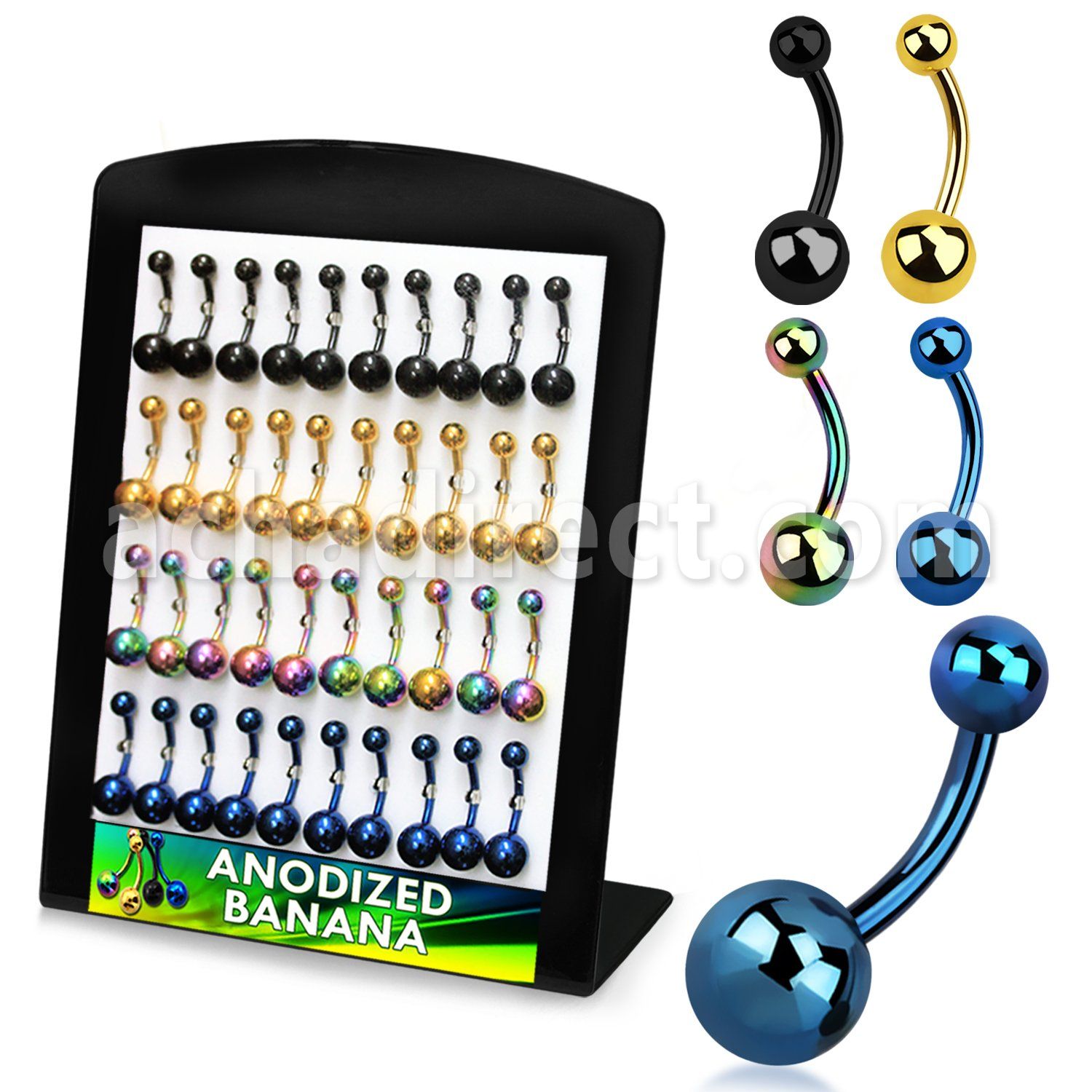 dbntg display 40 piercings ombligo acero quirurgico anodizado bolas 5 8mm 8mm 12mm distribuidor mayorista