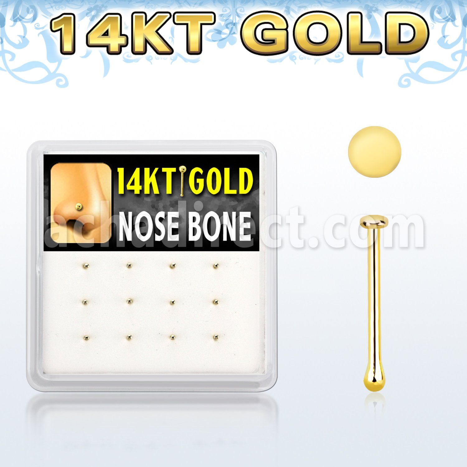 dgnb24 caja 12 piercing nariz oro 14 kts 0 6mm redonda 1mm distribuidor