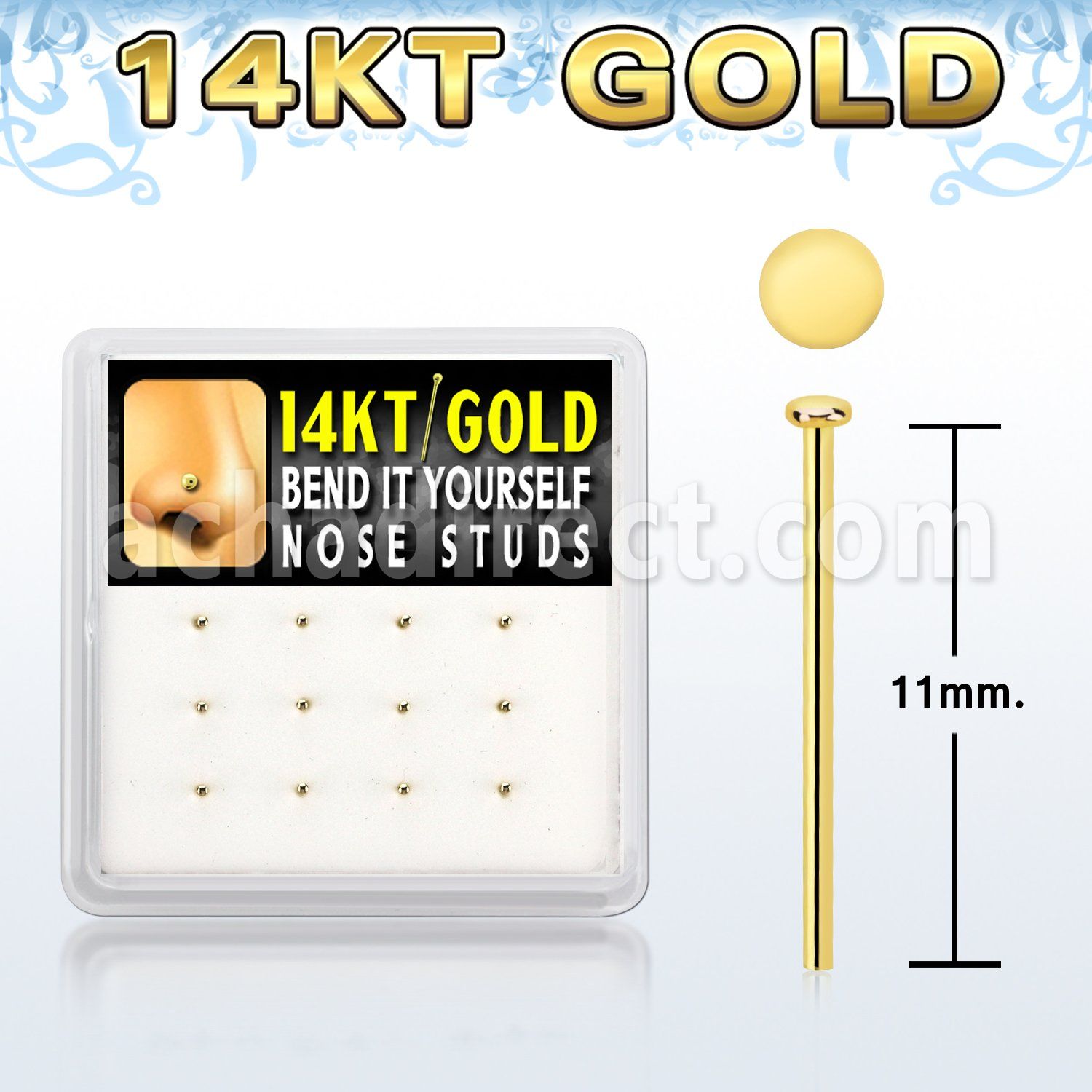 dgys24 caja 12 piercing nariz doblar tu mismo oro 14 kts 0 6mm redonda 1mm distribuidor mayorista