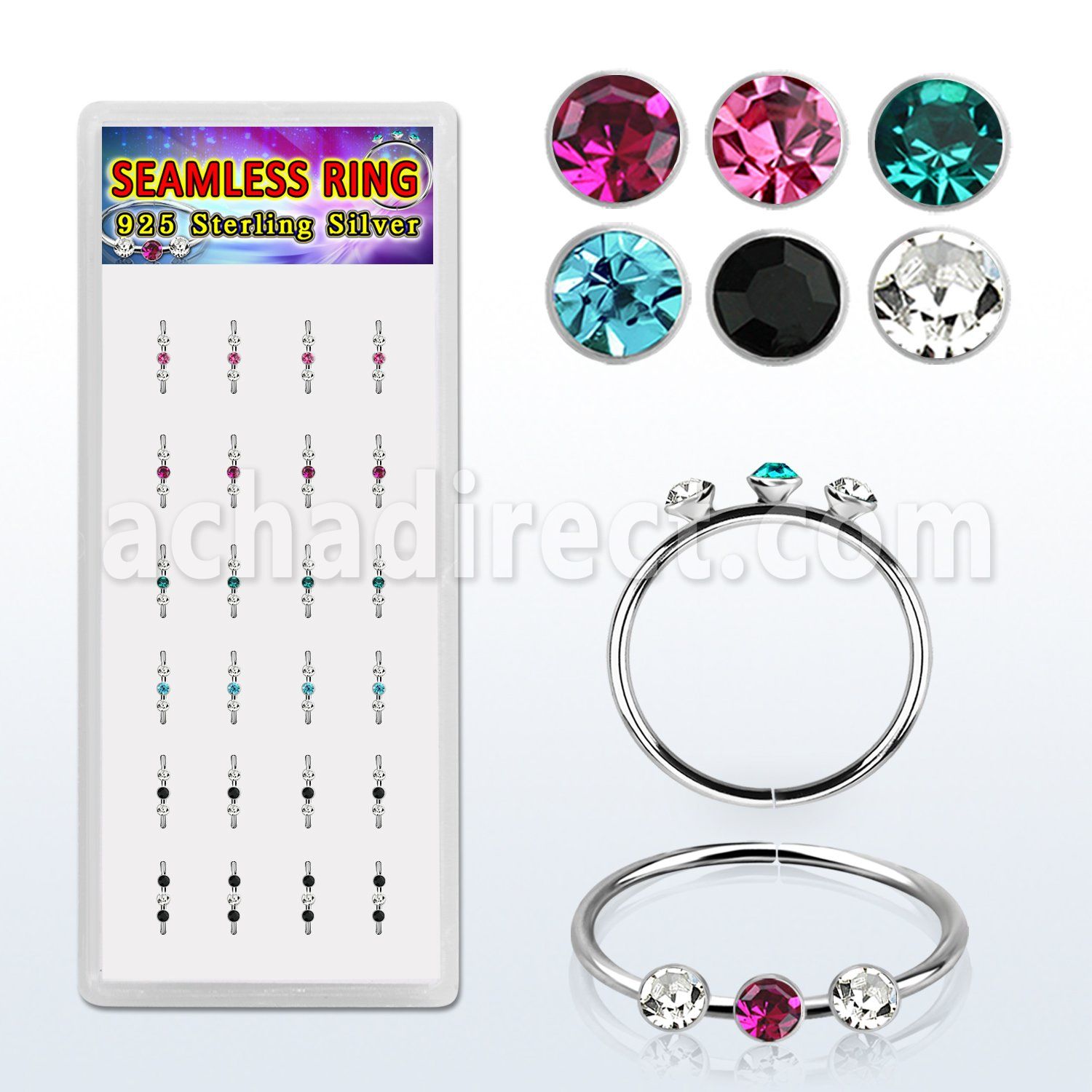 dhma9x display 24 aro continuo plata 925 cristal 1 5mm centro cristal 1 5mm 10mm mayorista