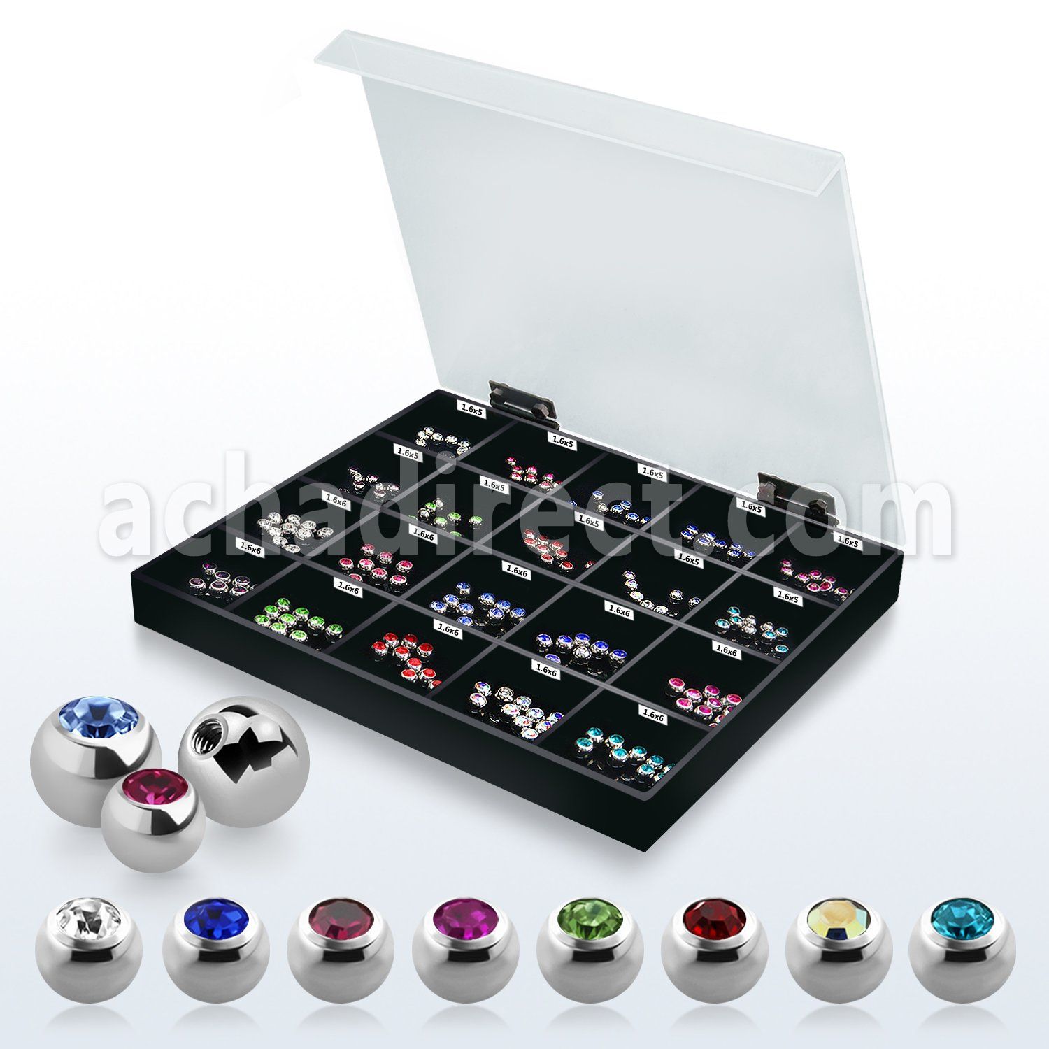 dmbj6 caja display 200 bolas joya bisel 5mm 6mm rosca venta