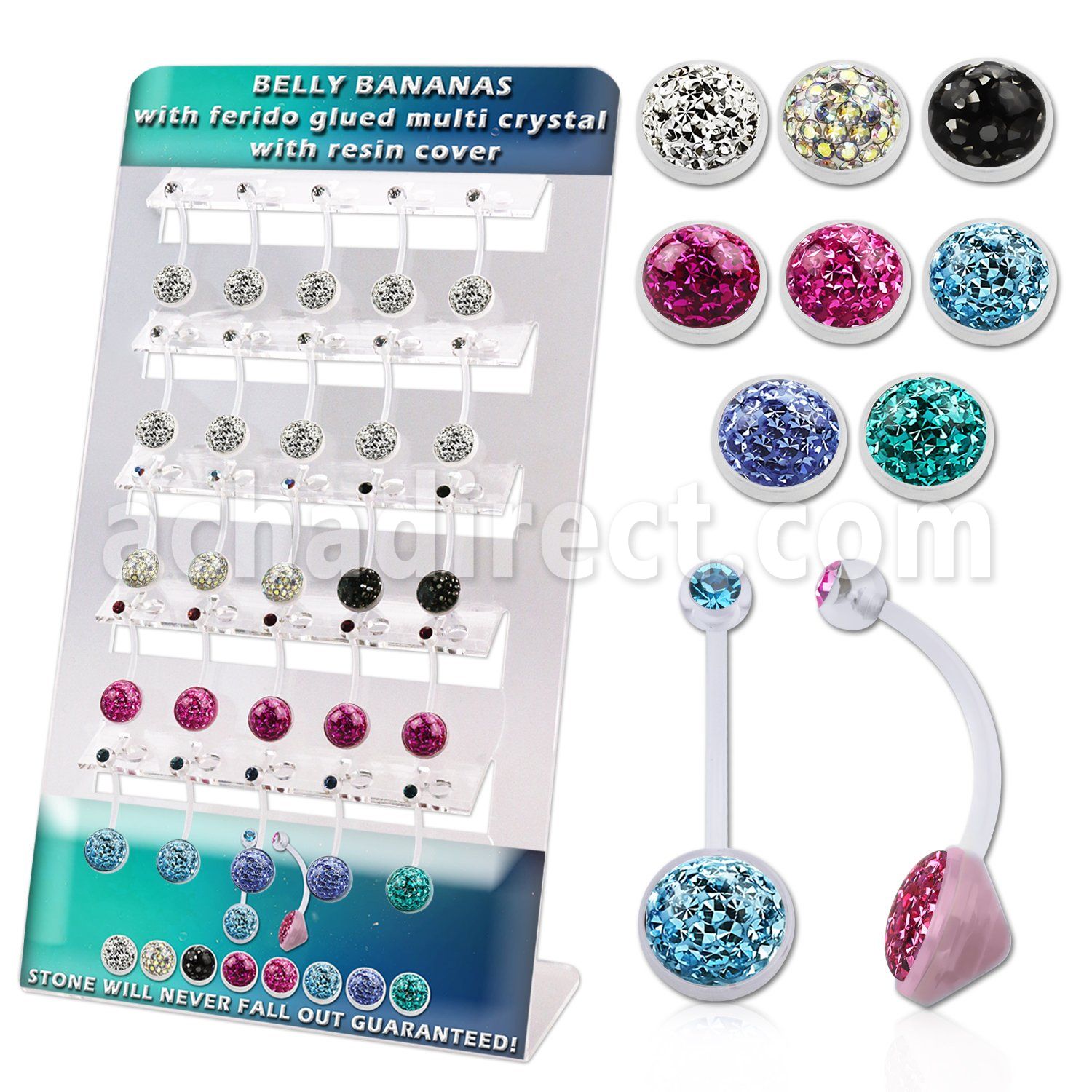 dmix18 display 25 piercing ombligo bio flexible bola joya 5mm media bola 9mm cristal ferido recortable ajustar tamano al por mayor