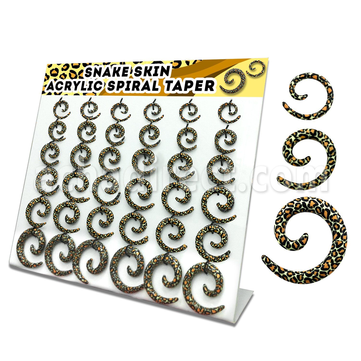 dmxp14 display 36 expansores espiral acrilicos piel serpiente 2mm 8mm distribuidor mayorista