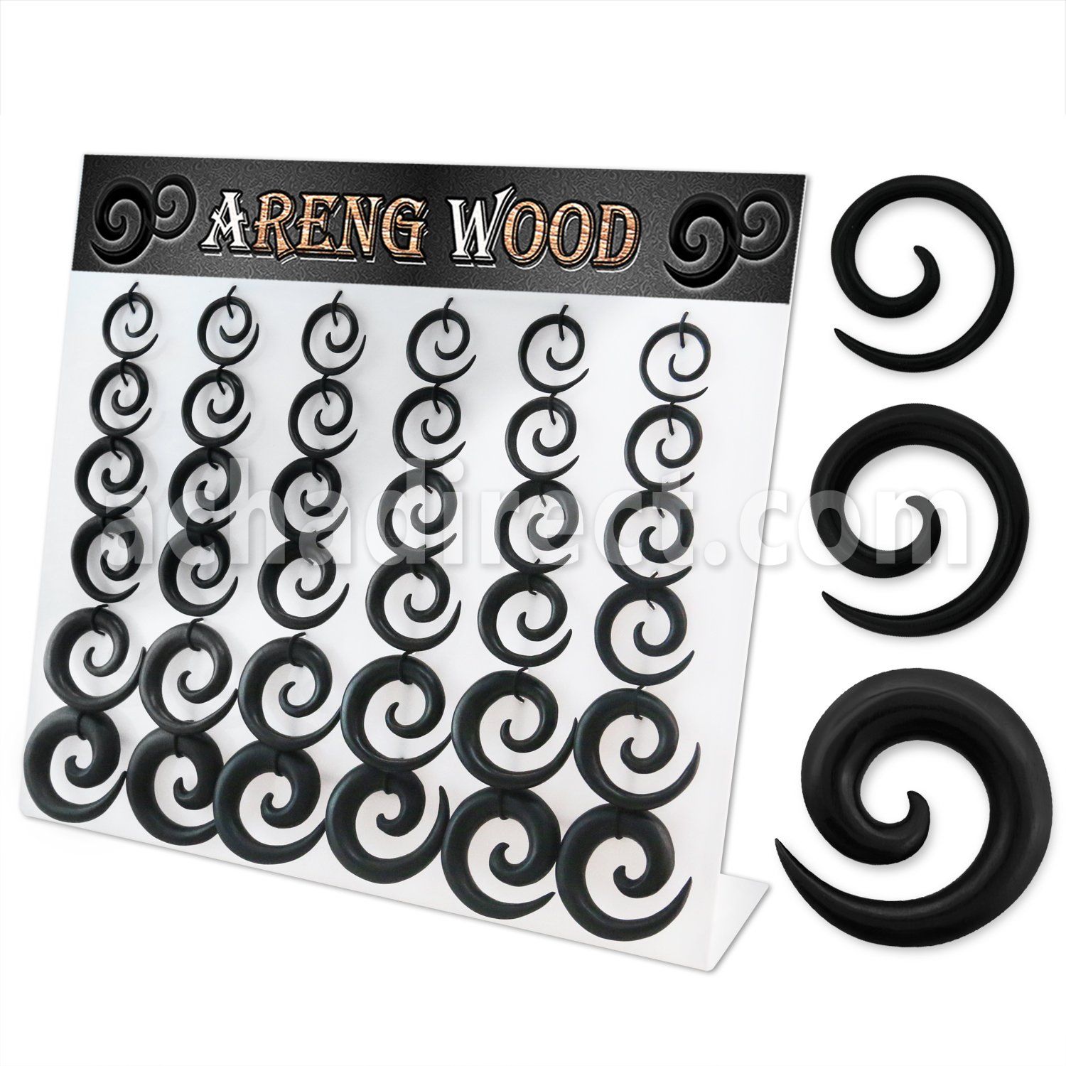 dmxp15 display 36 expansores espiral madera areng 2mm 10mm al por mayor