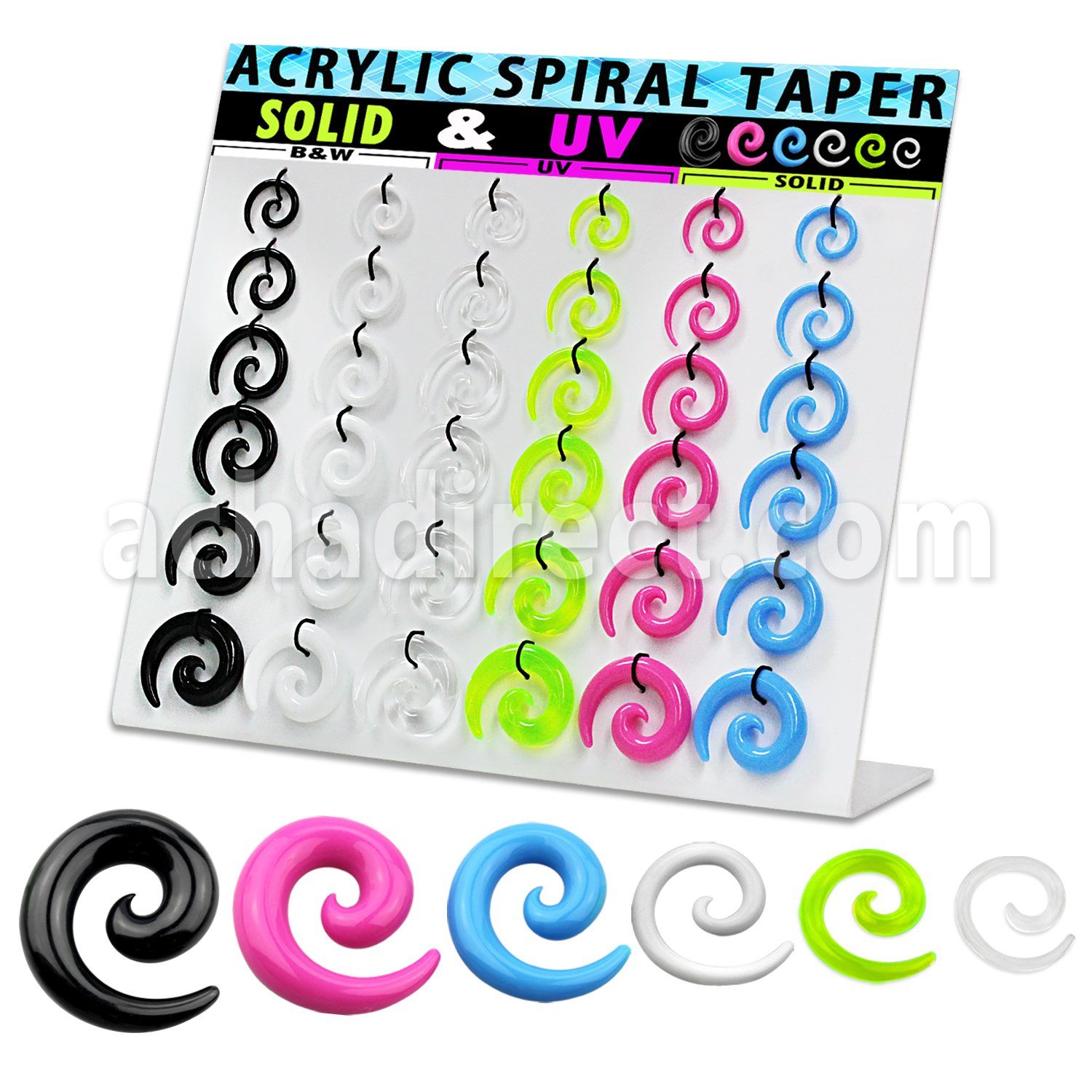 dmxp16 display 36 expansores espiral acrilicos 2 5mm 8mm distribuidor mayorista
