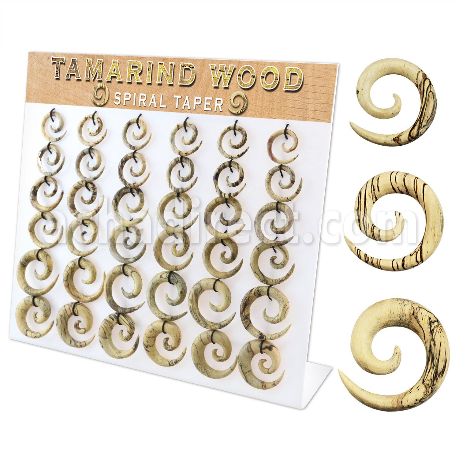 dmxp21 tamarind wood spiral coil stretching tapers 36pcs