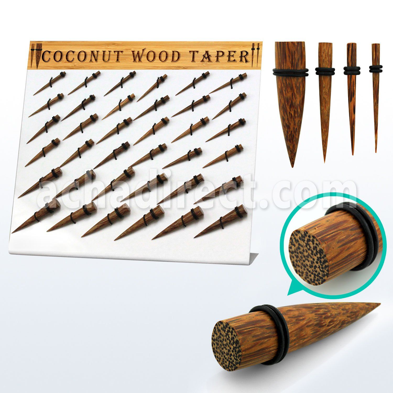 dmxp8 display 36 expansores madera coco anillo goma 3mm 10mm distribuidor