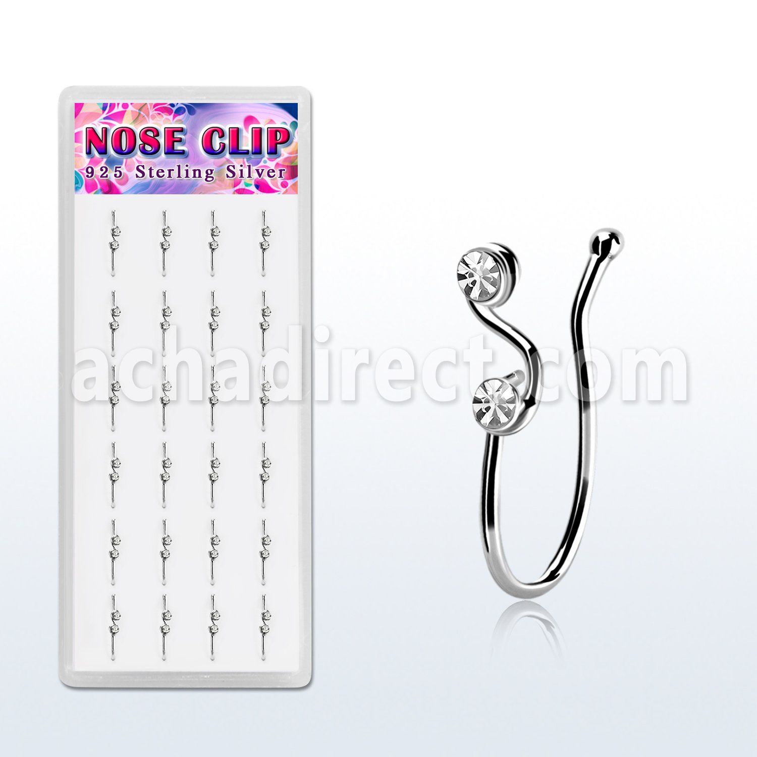 dncl8c caja display 24 piercings nariz clip plata 925 nota musical cristal mayorista