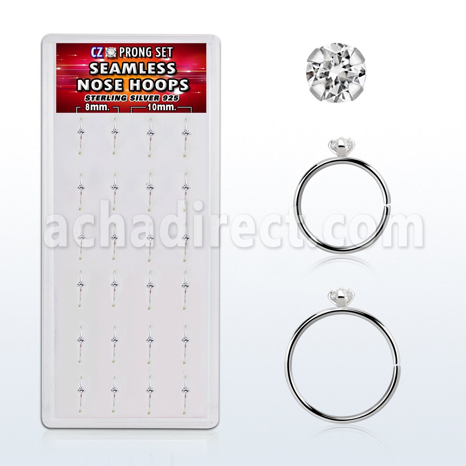 dnsm148 caja 24 aro continuo nariz plata 925 0 6mm zirconia redonda 2mm 516 & 38 8mm & 10mm distribuidor