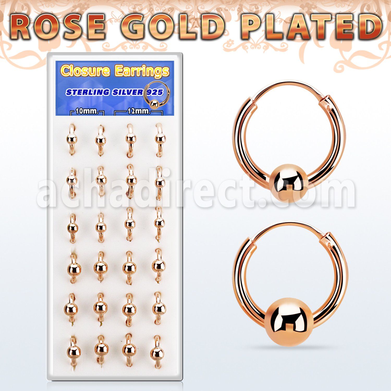 dnsm172 caja 12 pares aro bola presion plata oro rosa surtido bolas 4mm & 5mm 10mm 12mm al por mayor