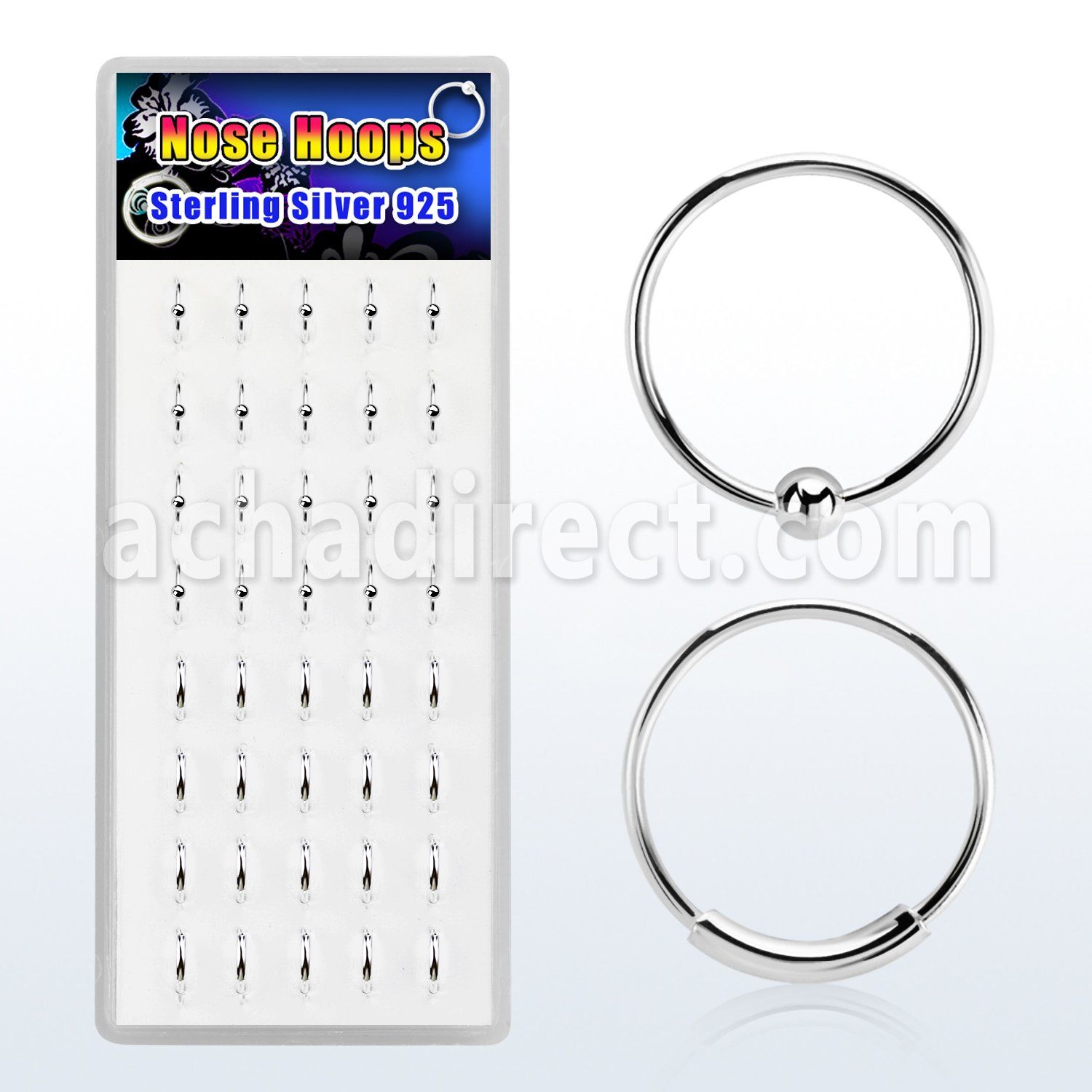 dnsm caja display 40 aros nariz plata esterlina 0 6mm 20 bola 20 bola 8mm distribuidor