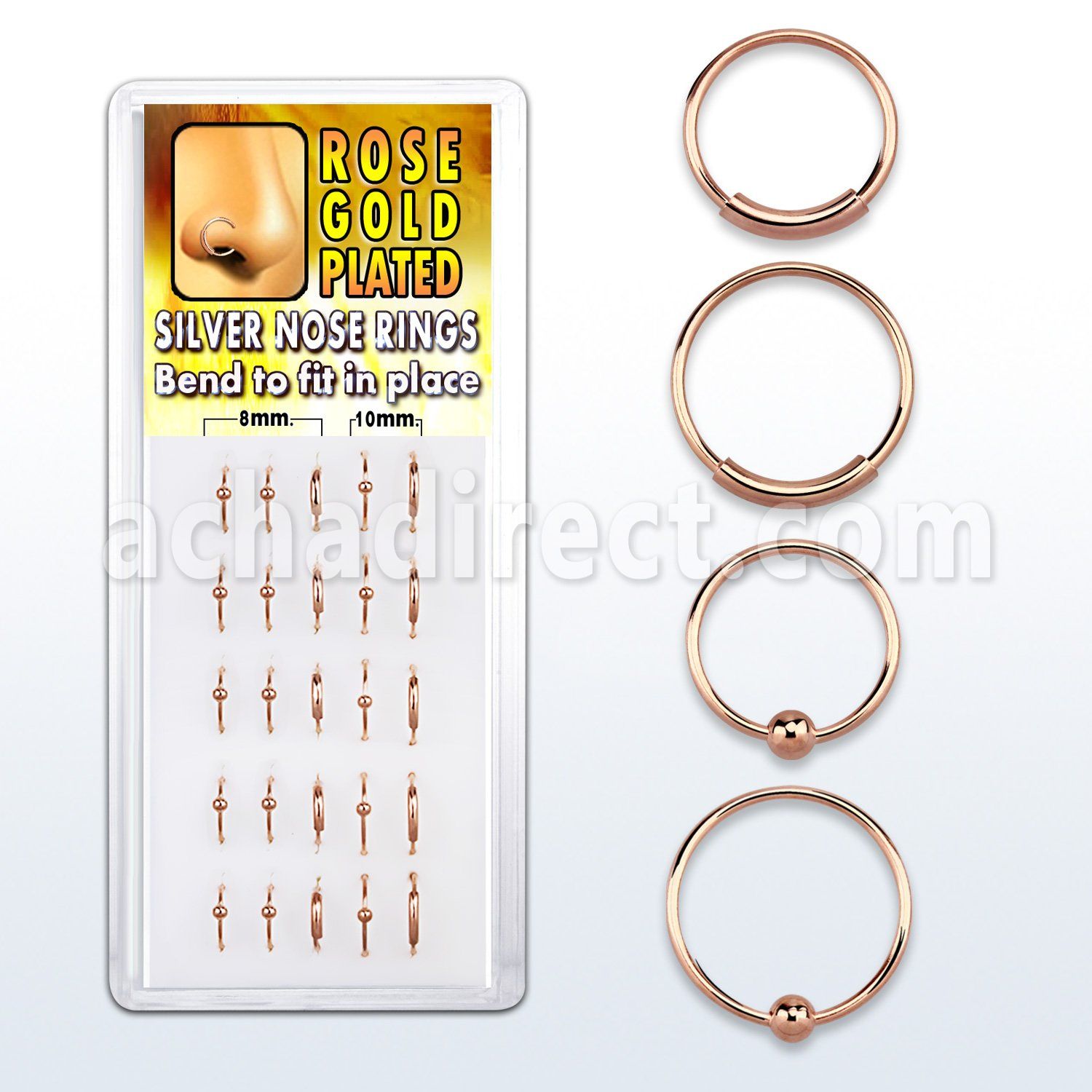 dnsp7 caja display 25 aros nariz plata 0 6mm 15 bola 10 aros continuos 8mm 10mm al por mayor