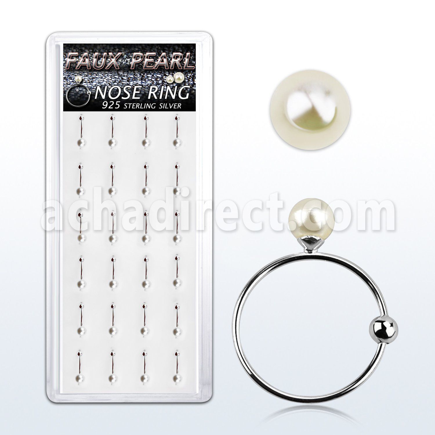 dnspr3 caja 24 aros nariz plata 925 0 6mm bola cierre perla falsa 3mm 10mm venta