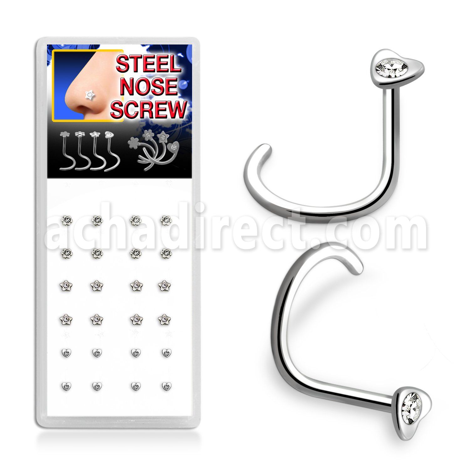 dnsshc caja 24 piercing nariz l acero quirurgico formas cristal claros centro venta