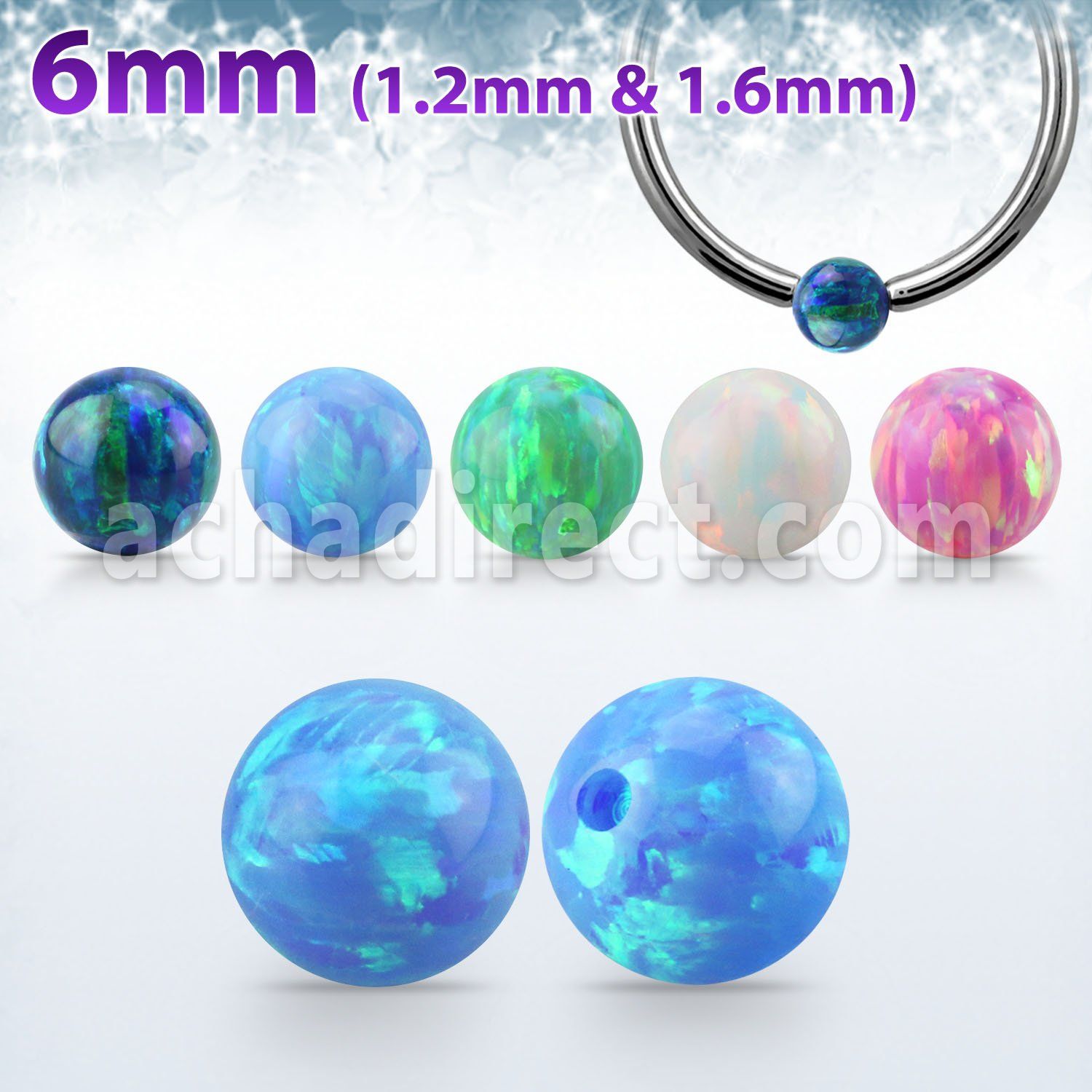 dpo6 bola 6mm opalo hendiduras aros bola presion se puede usar mayorista