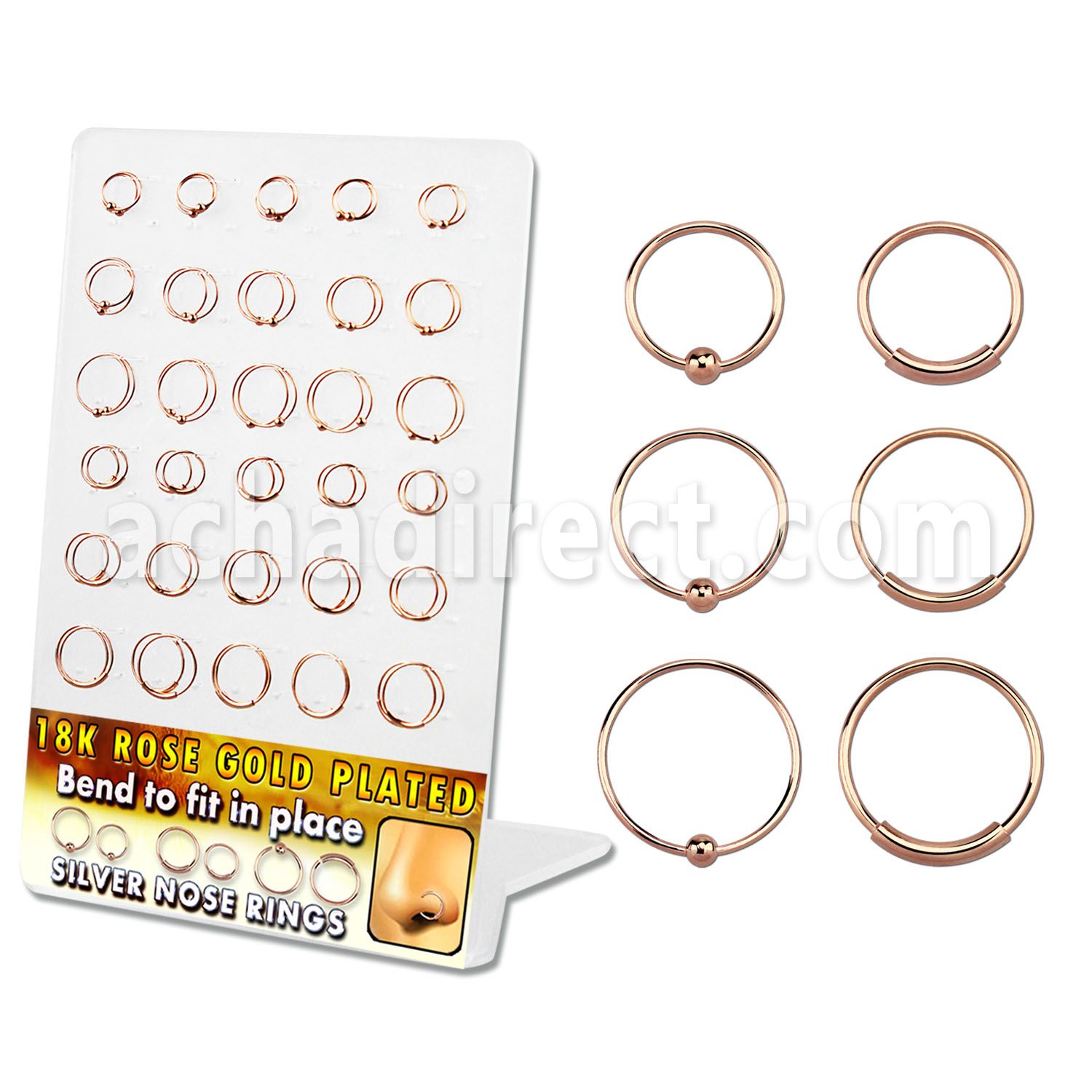 drsgnh display 60 aros nariz plata 0 6mm 30 bola 30 aros continuos en embalaje estandar embalaje sellado al v mayorista