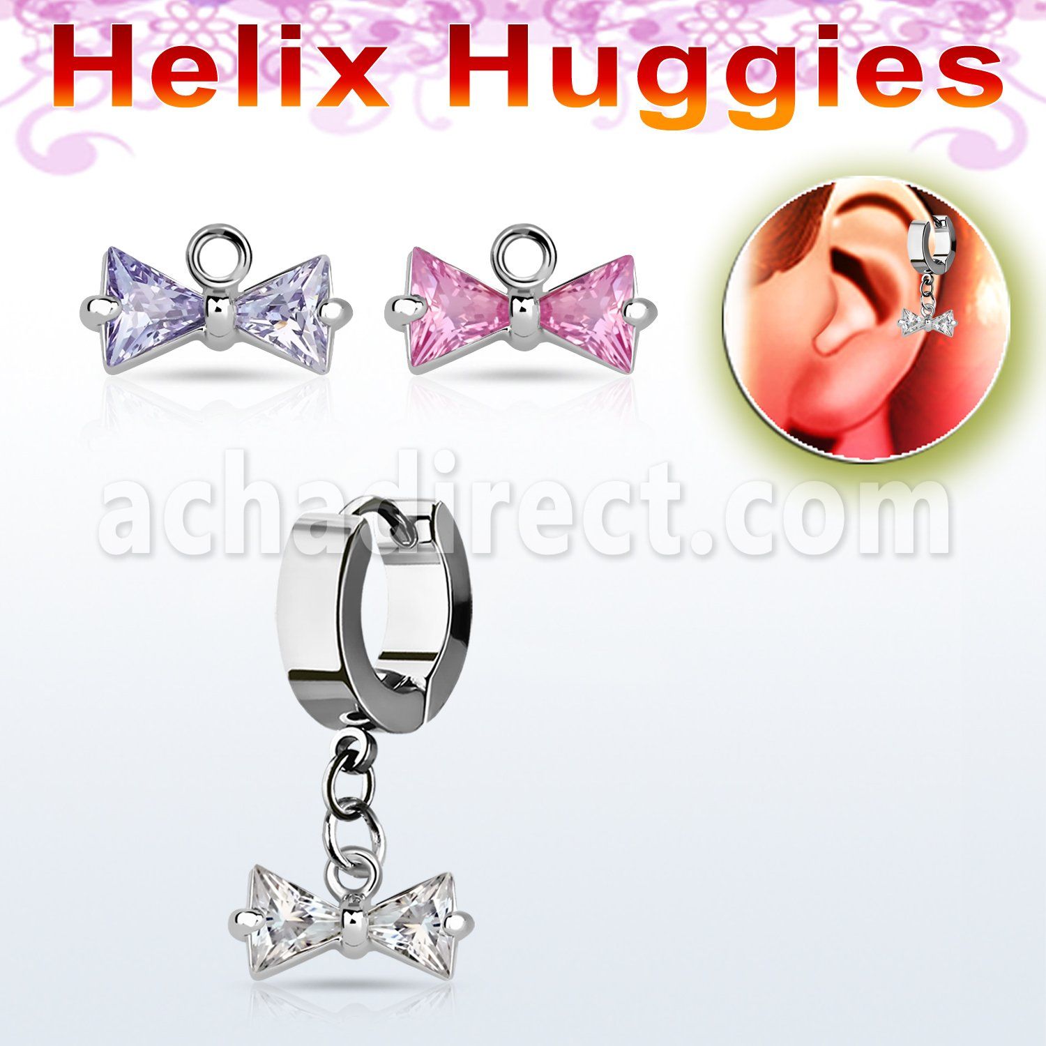 ehhz408 pendiente huggie helix acero inoxidable arco zirconia colgado se vende por pieza venta