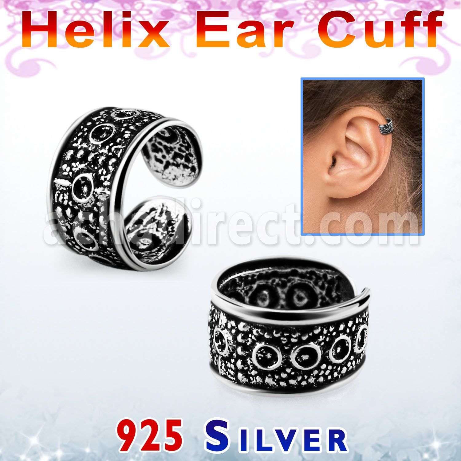 ehvcf15 piercing helix tipo ear cuff plata esterlina circulos mayorista