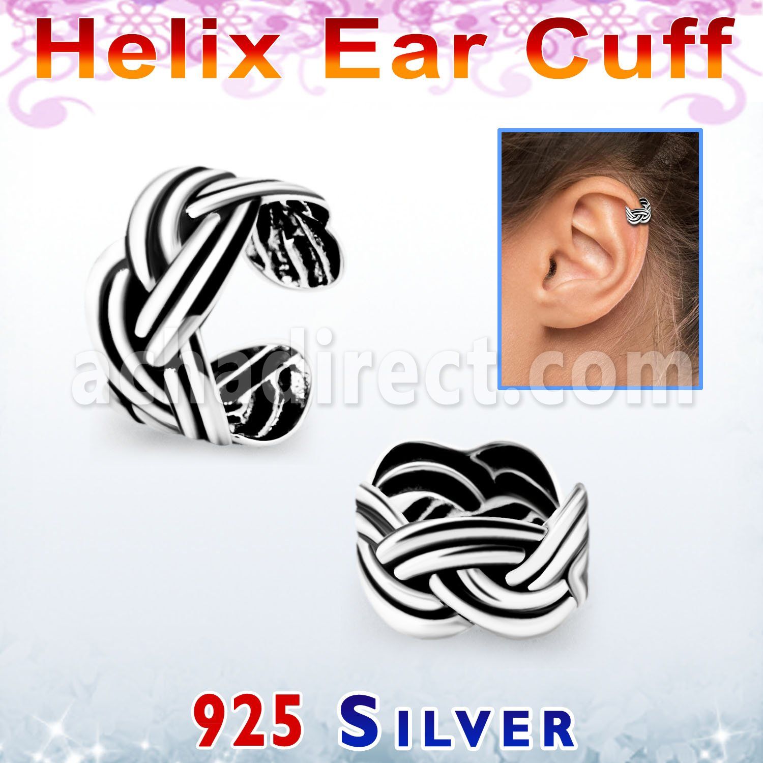 ehvcf16 piercing helix tipo ear cuff plata esterlina entrelazado mayorista