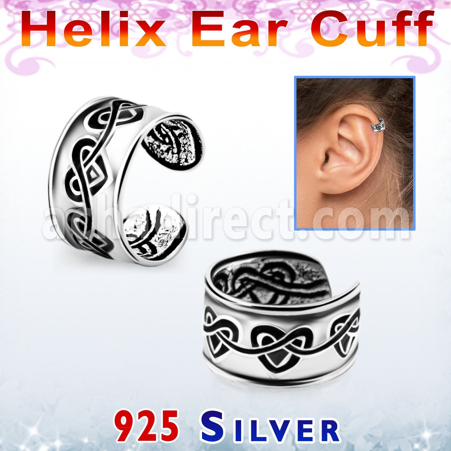 ehvcf18 piercing helix tipo ear cuff plata esterlina disenos corazones conectados al por mayor