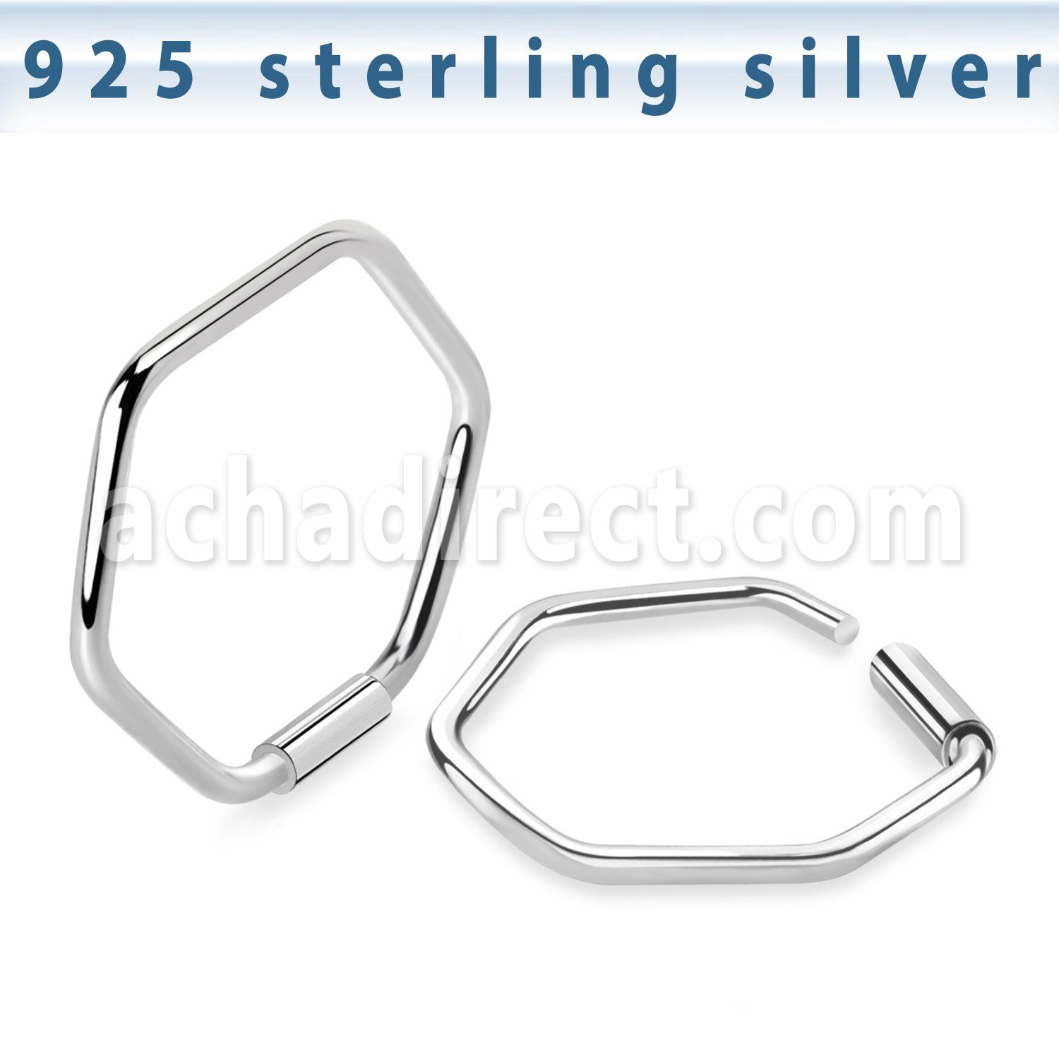 endh silver endless nose hoop hexagon shape design