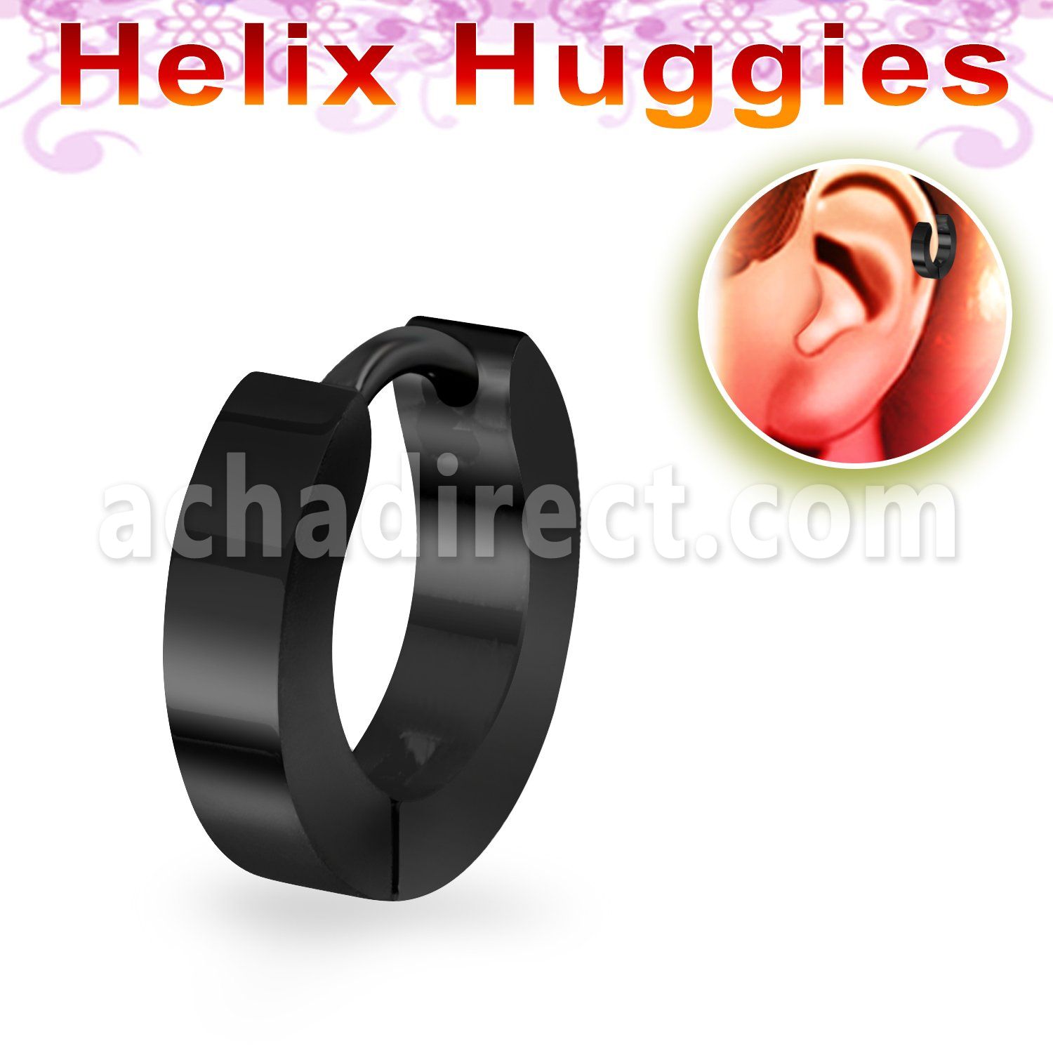 er248b pequeno huggie helix acero quirurgico anodizado negro diametro 7mm distribuidor
