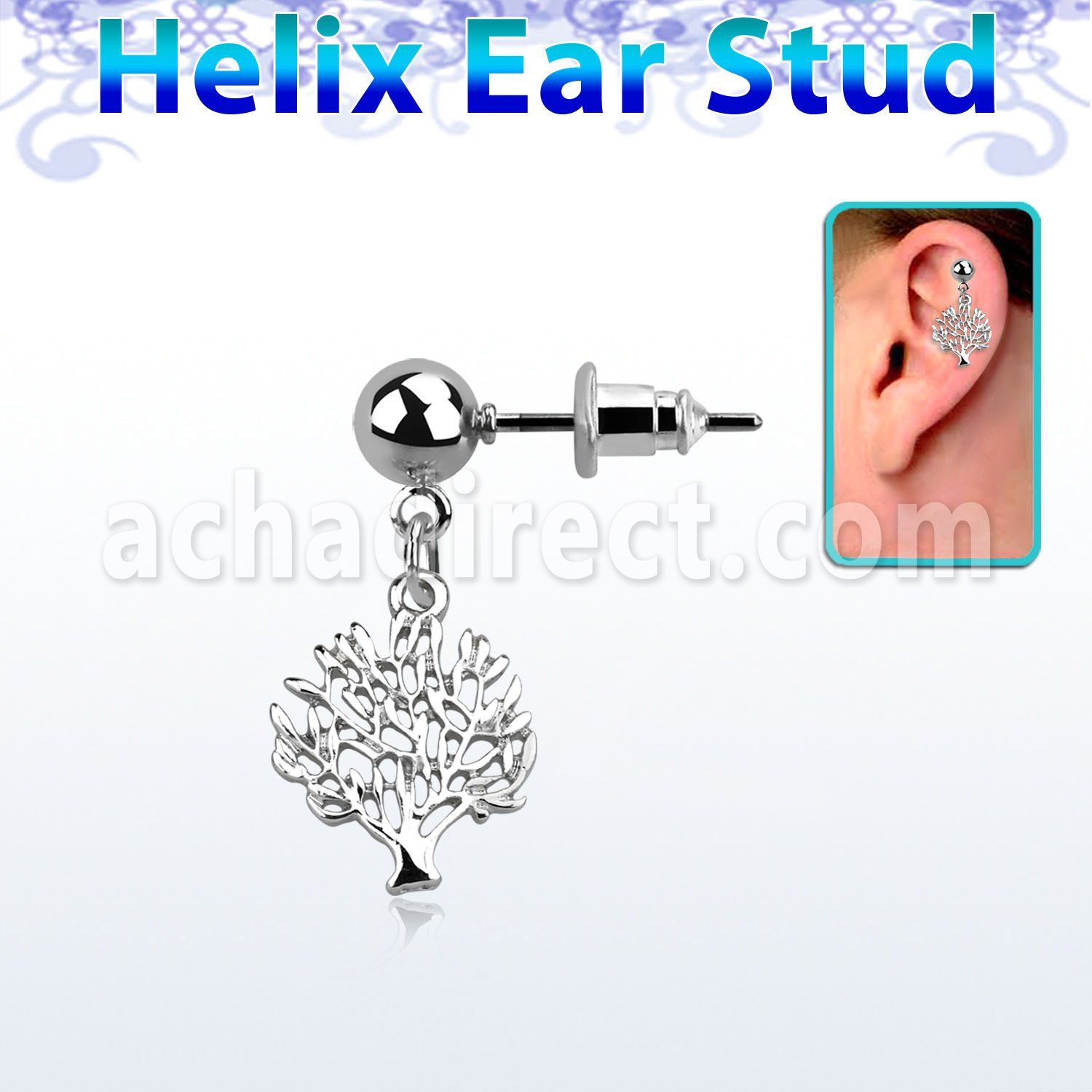 erbd697 piercing oreja helix acero quirurgico bola arbol vida colgado vendido por pieza venta