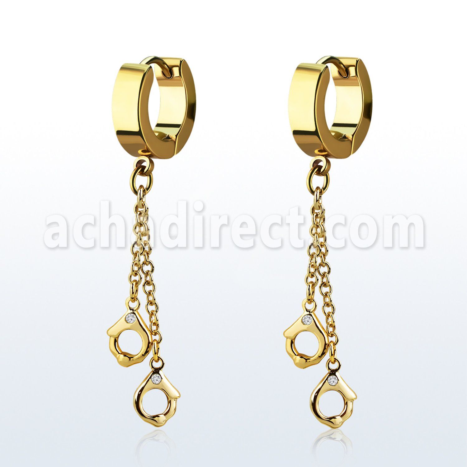 erg652 pendiente huggie oreja acero inoxidable pvd dorado colgante esposas mayorista