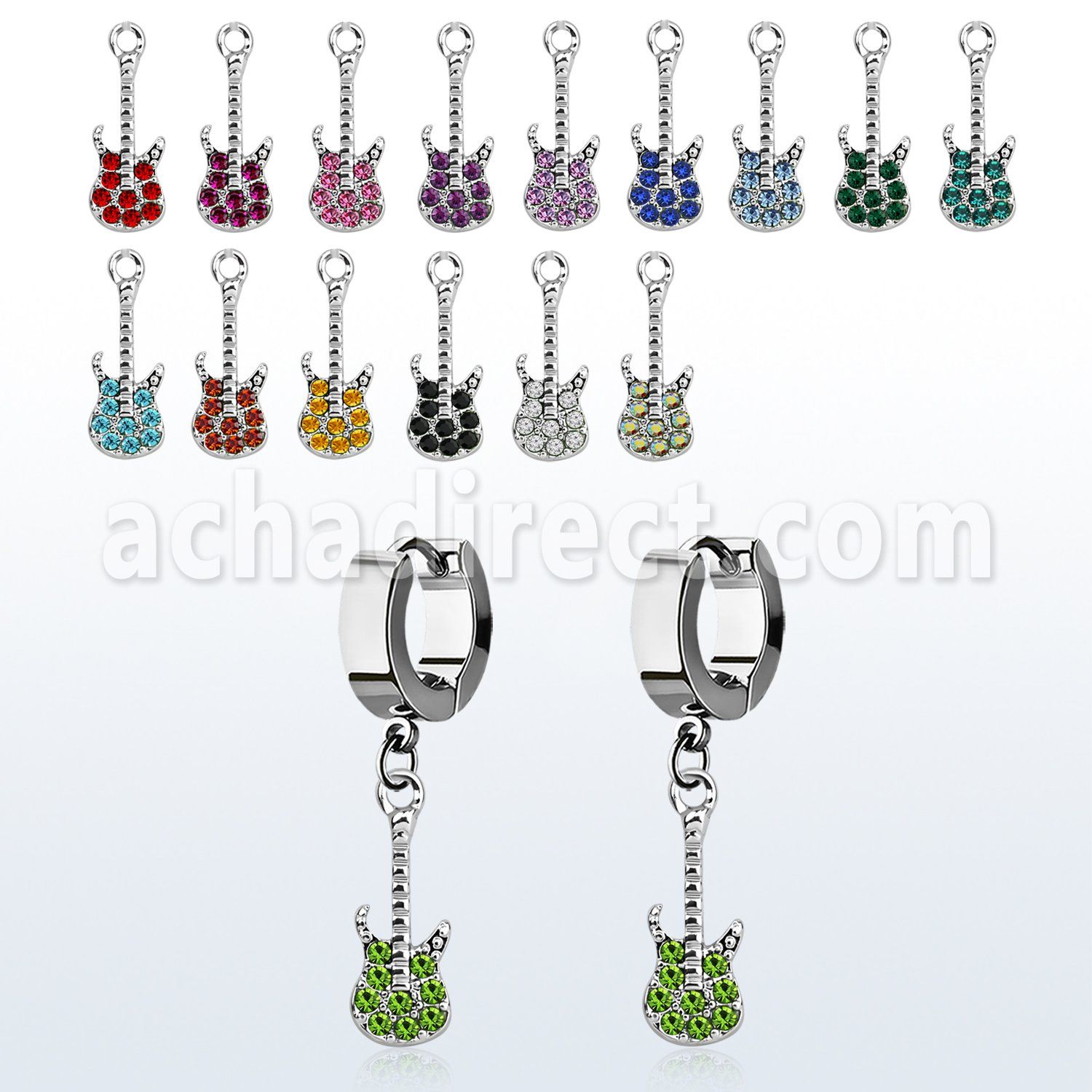 erh538 par pendientes huggie oreja acero inoxidable brillo espejo colgante guitarrara distribuidor mayorista