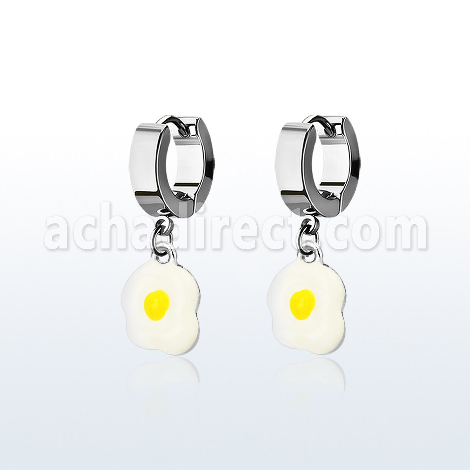 erh645a par pendientes huggie oreja acero inoxidable brillo espejo colgante huevos mayorista